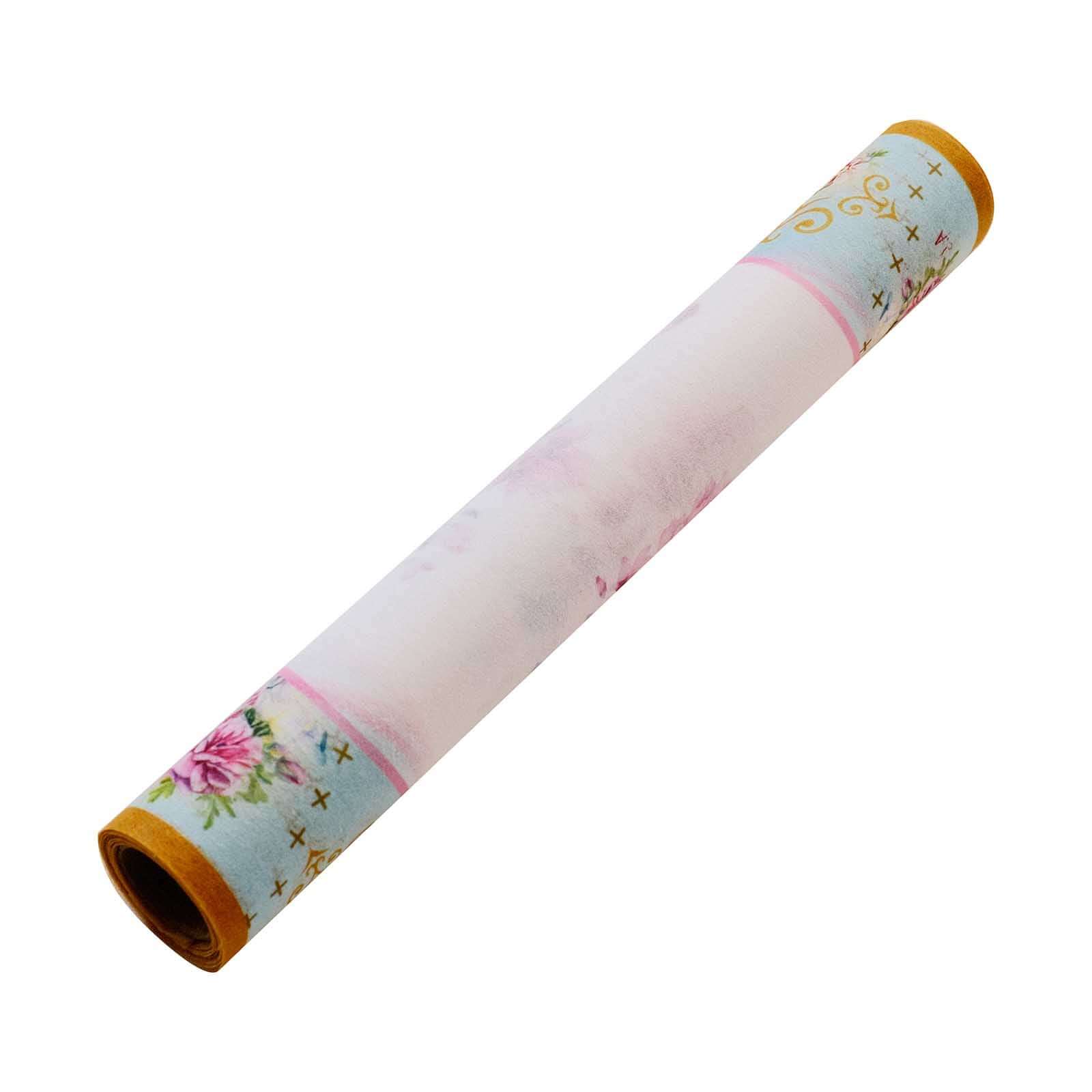 Disposable Table Runner 11x108 White with Pink Peony Floral Print - Non-woven Stylish Spring Summer Dining Decor