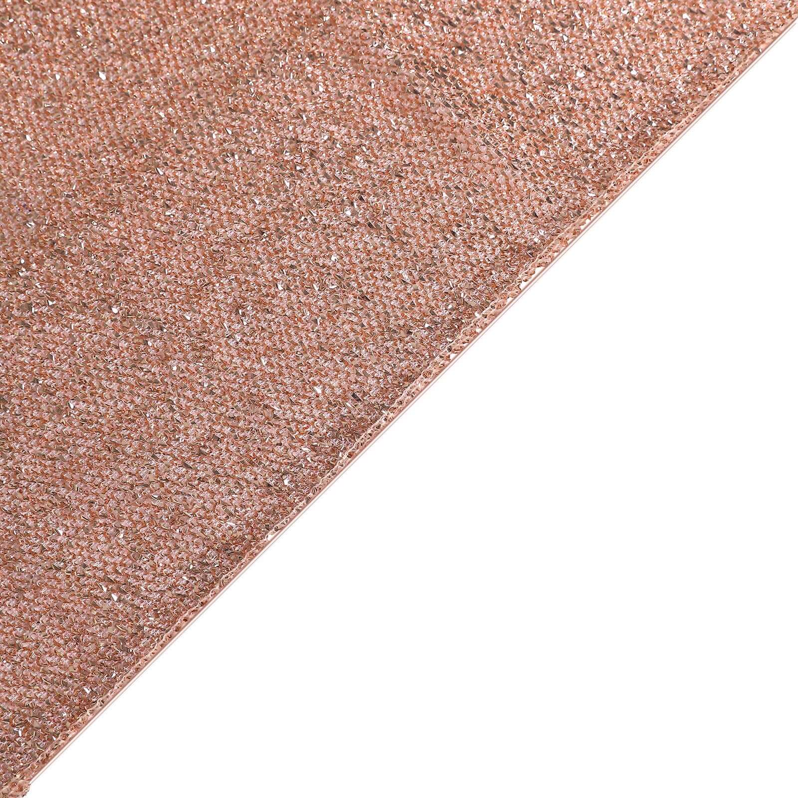 Shimmer Tinsel Spandex 72x30 Rectangle Tablecloth Metallic Rose Gold Glittered Shiny Stretch Table Cover for Gleaming Event Decor