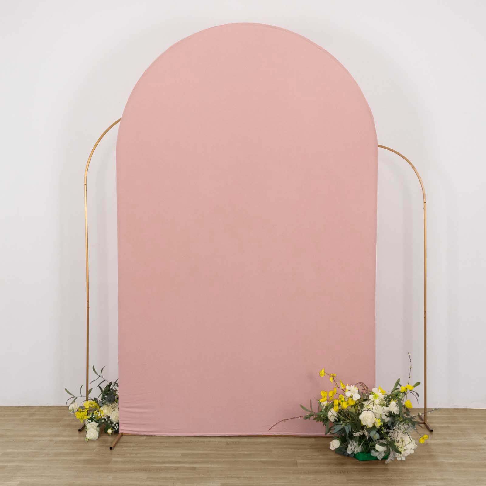 8ft Matte Dusty Rose Spandex Fitted Wedding Arch Cover For Round Top Chiara Backdrop Stand