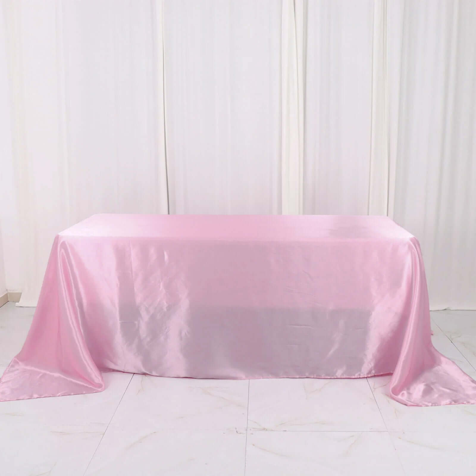 Satin Rectangular 90x132 Tablecloth Pink Satin - Seamless Table Cover