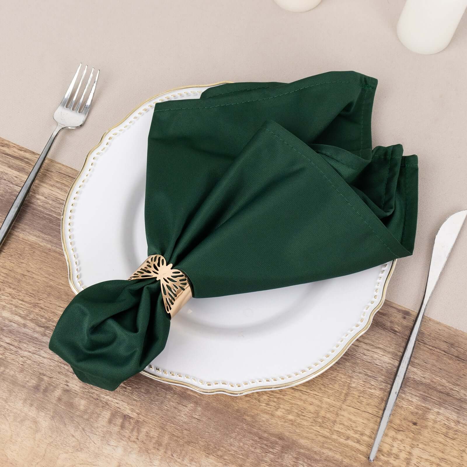 5 Pack Premium Scuba 20x20 Napkins Hunter Emerald Green - Durable & Reusable Dinner Napkins