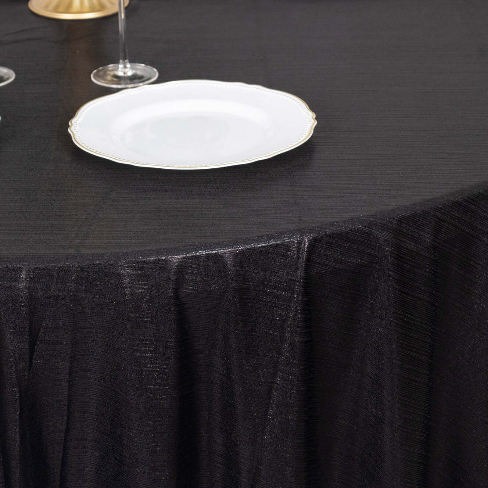 Sequin Dots Polyester Round 120 Tablecloth Black - Wrinkle Free & Sparkling Table Cover