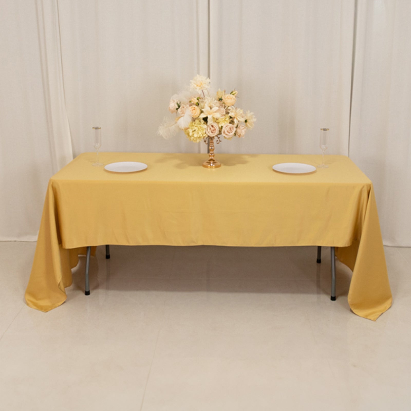 Lamour Satin 60x126 Rectangle Tablecloth Champagne - Soft & Silk-Like Table Cover