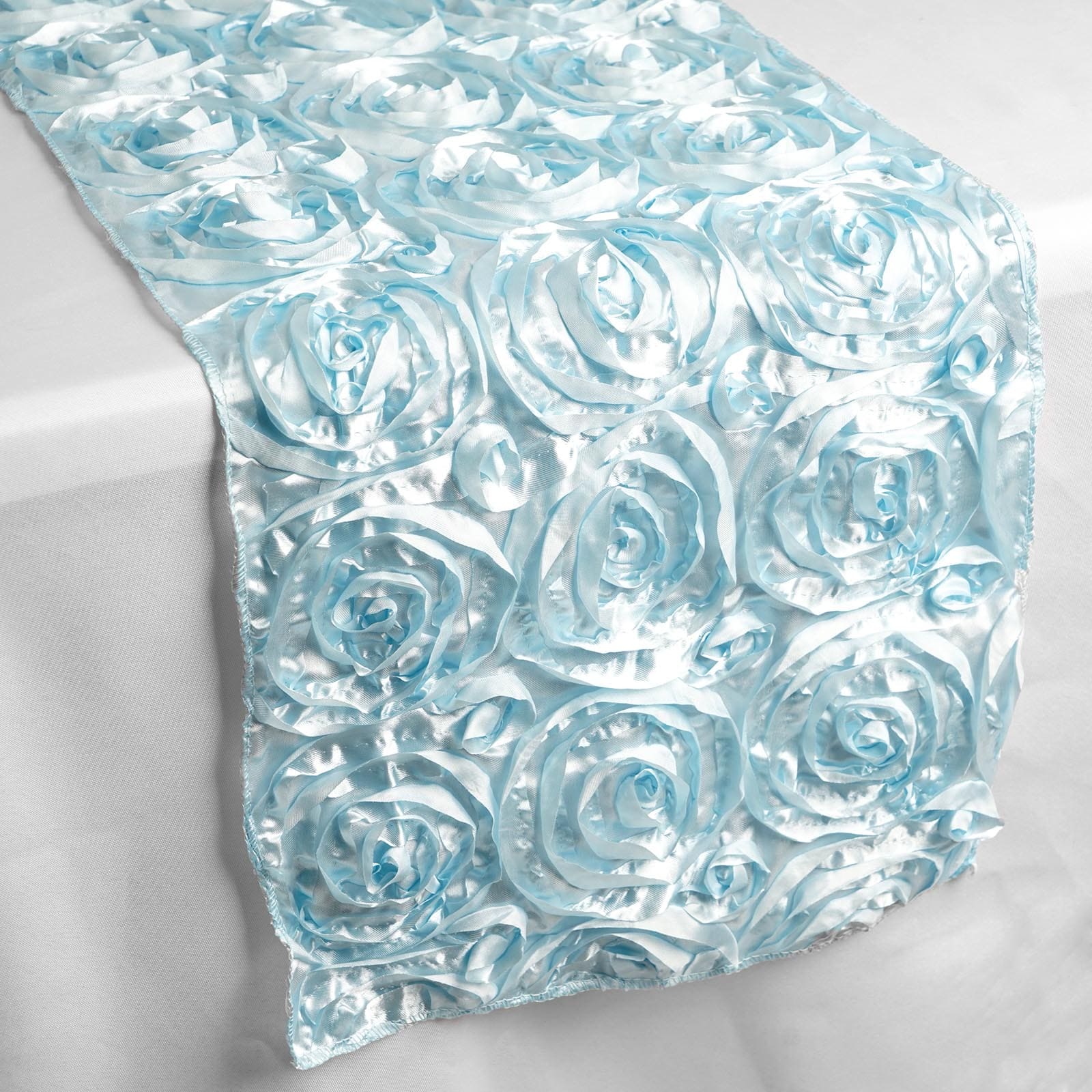 Rosette Satin 14x108 Table Runner Light Blue - Grandiose Design