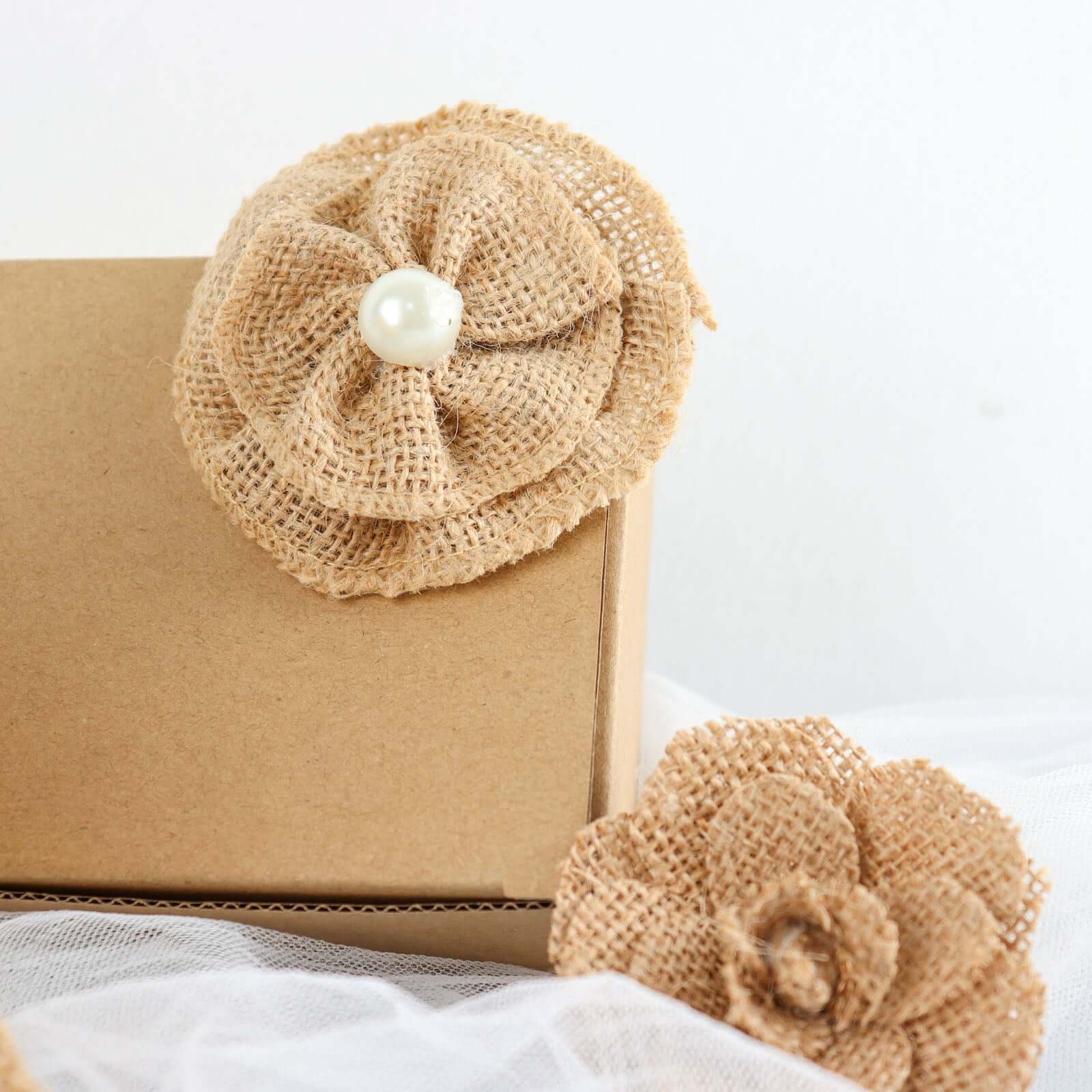 24 Pcs Natural Burlap Flower and Bows Set w Lace Ribbon Craft Supplies, DIY Jute Stick On Ribbon and Bows, 30 Sticker Dots Included, 8 Assorted Styles