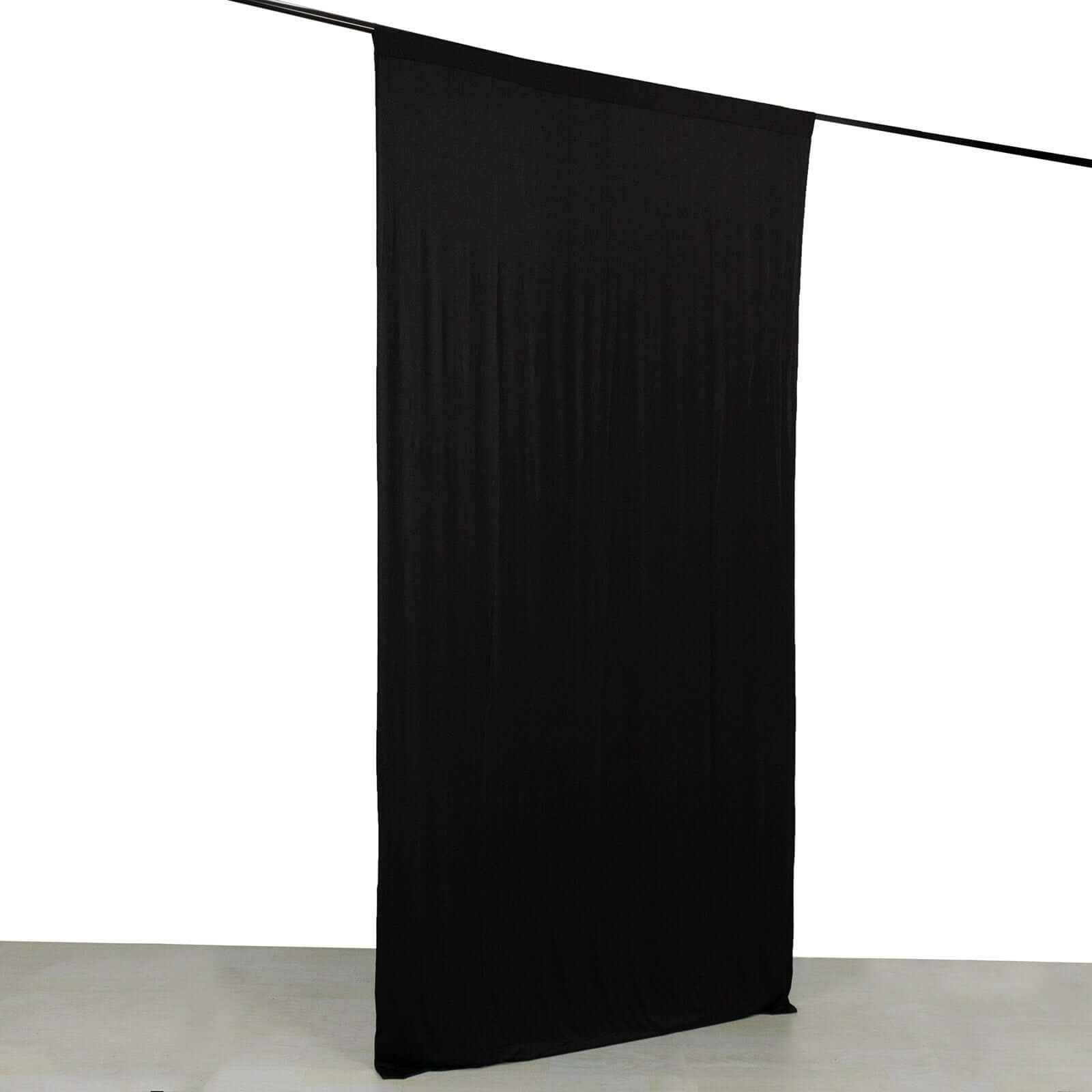 Black 4-Way Stretch Spandex Event Curtain Drapes, Wrinkle Free Backdrop Event Panel with Rod Pockets - 5ftx10ft