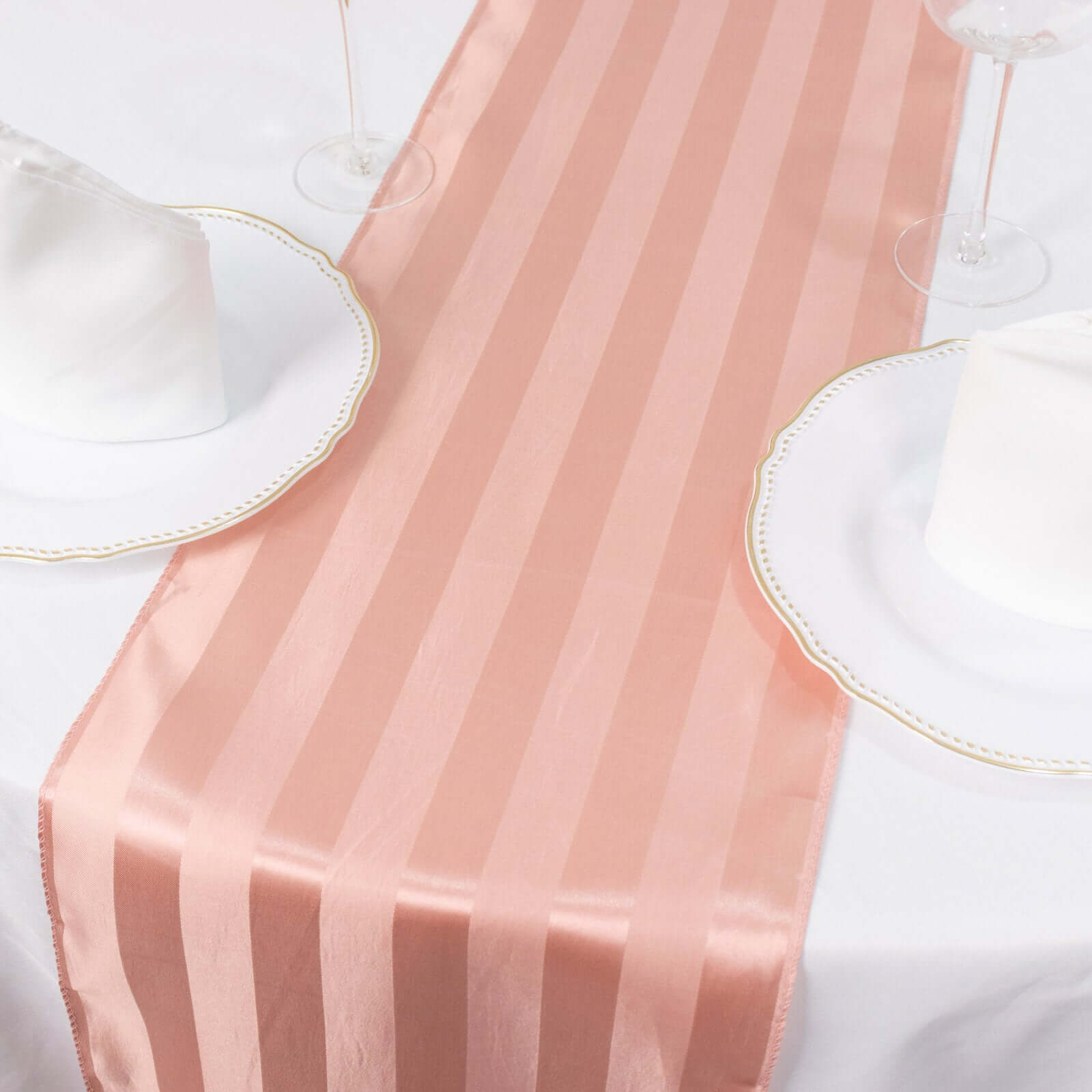 Satin 12x108 Table Runner Dusty Rose - Stripe Table Decor