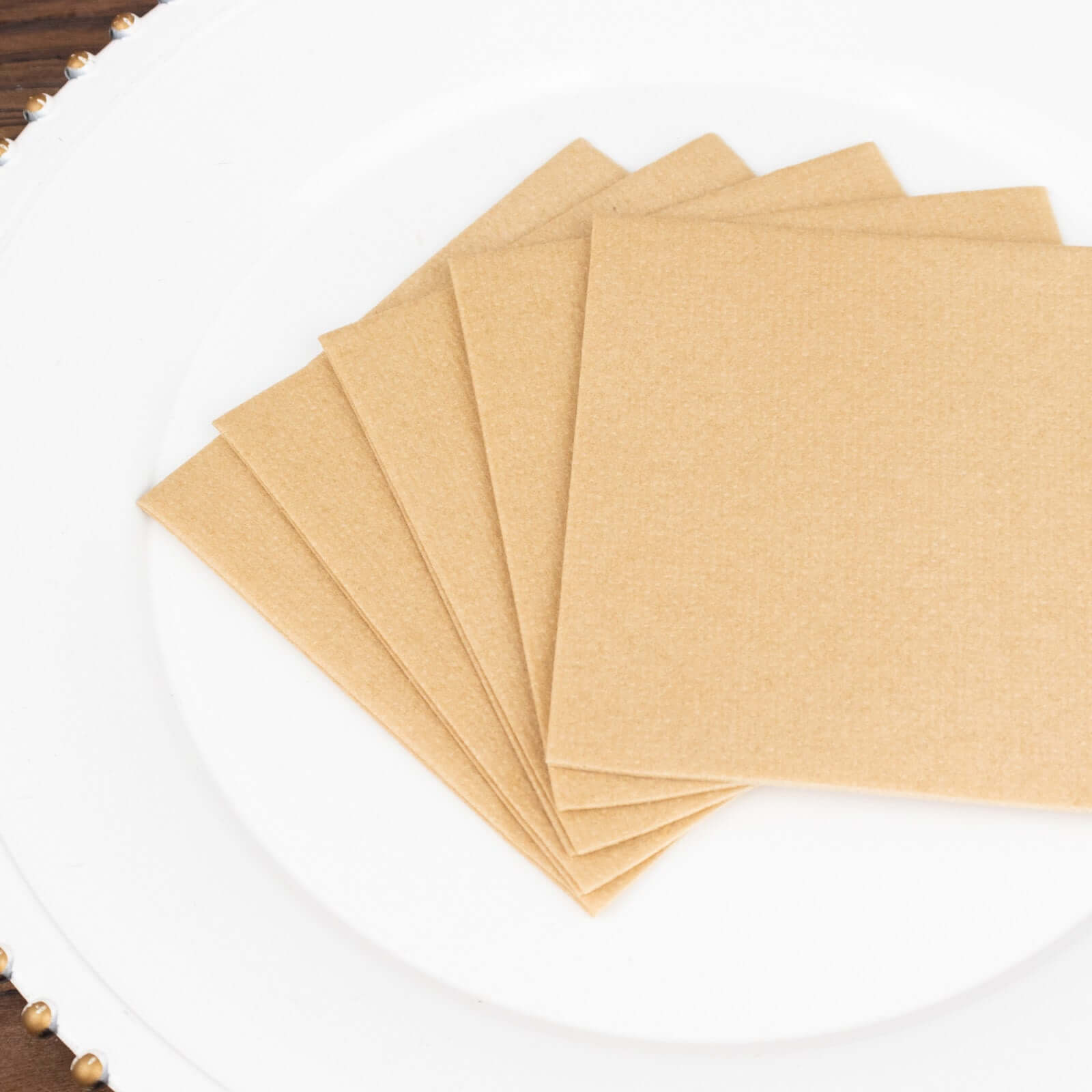 20-Pack Paper Linen-Like Cocktail Napkins Natural - Disposable 5x5 Airlaid Soft Napkins