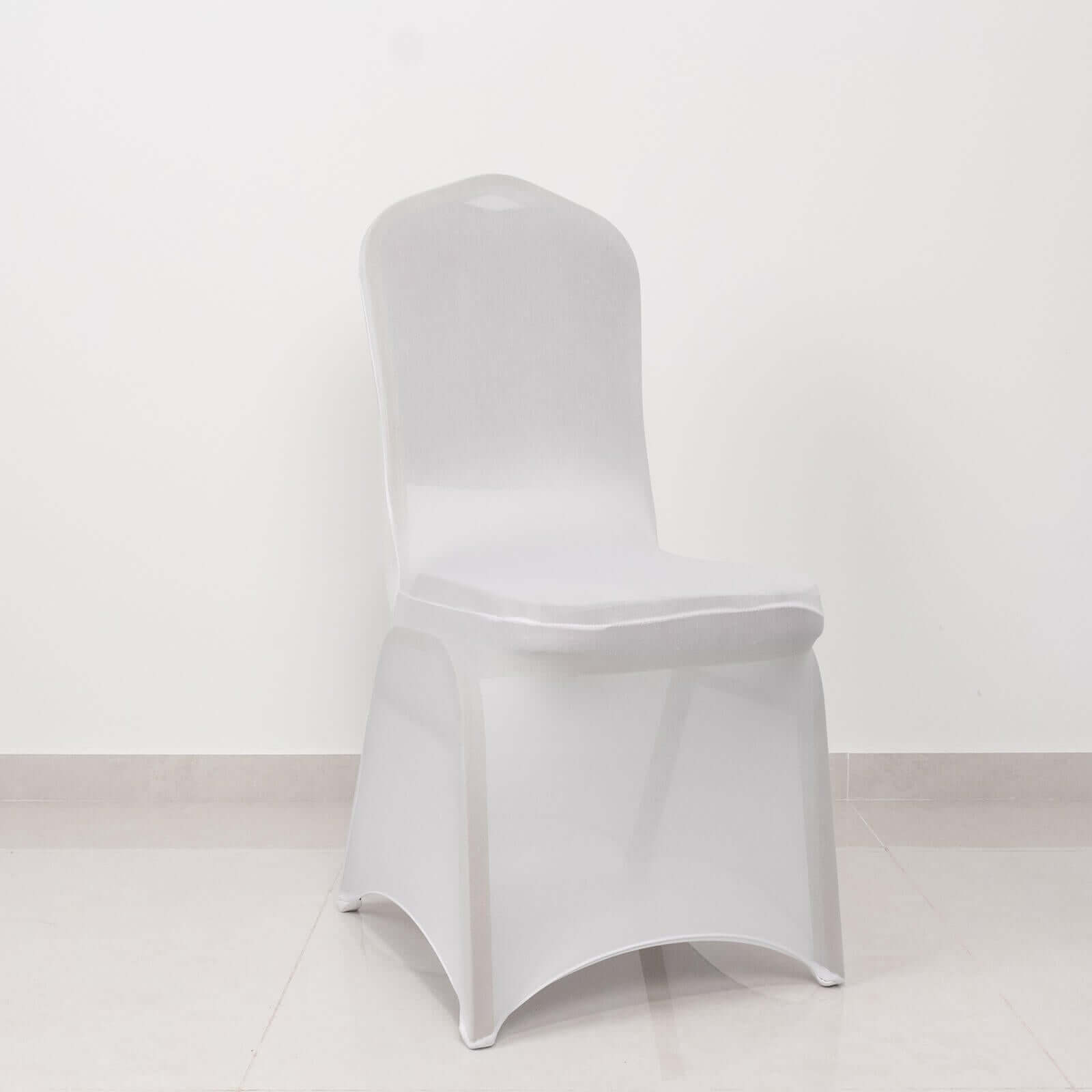 Spandex Chair Cover with White Rhinestone Buckled Sash Band Blush - Stylish Stretch Fitted Slipcover for Banquets & Events