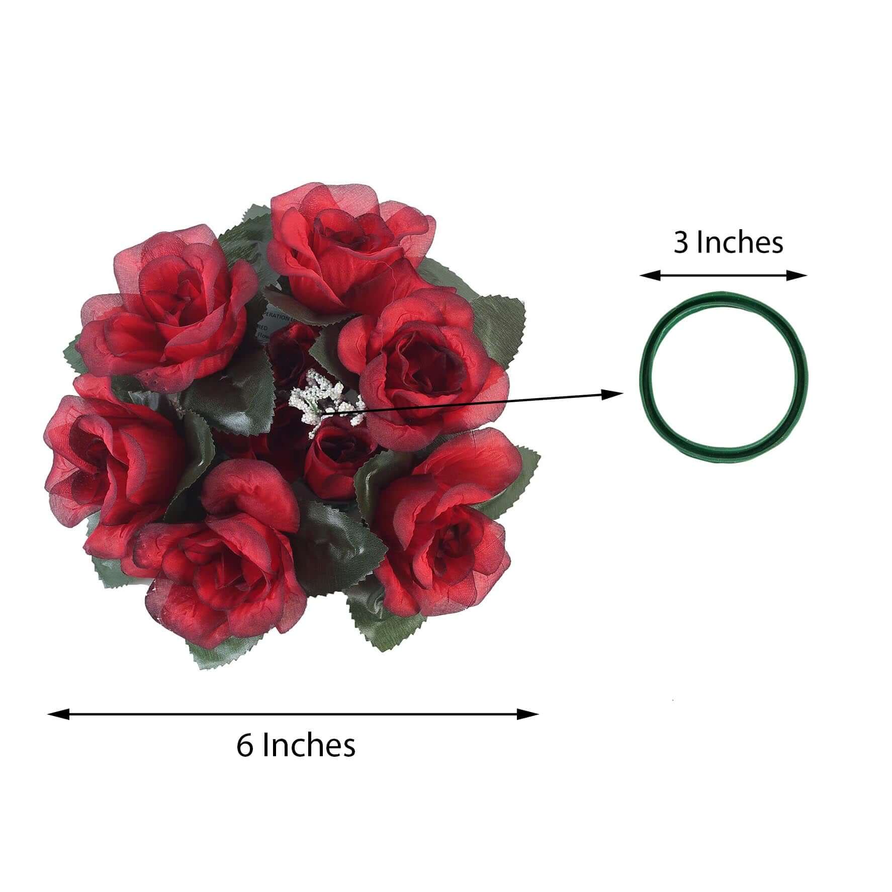 4 Pack 3 Black Red Artificial Silk Rose Flower Candle Ring Wreaths