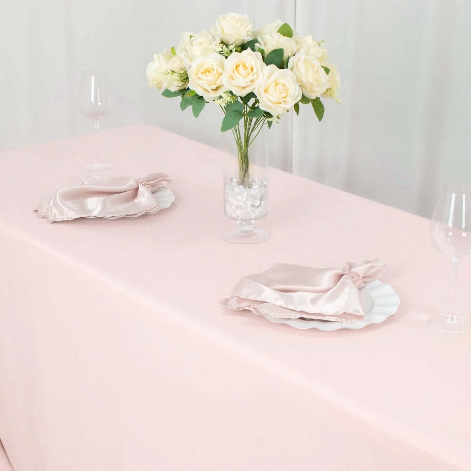 Premium Polyester 90x132 Rectangle Tablecloth Blush - Seamless 220GSM Stain-Resistant Table Cover