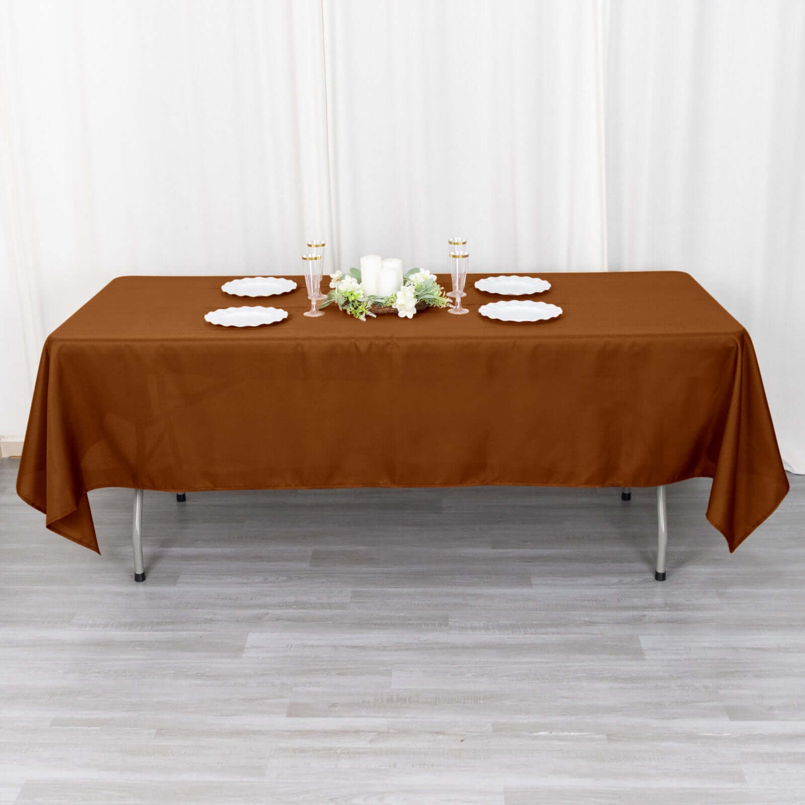 Polyester 60x102 Rectangle Tablecloth Cinnamon Brown - Durable and Stylish Table Cover