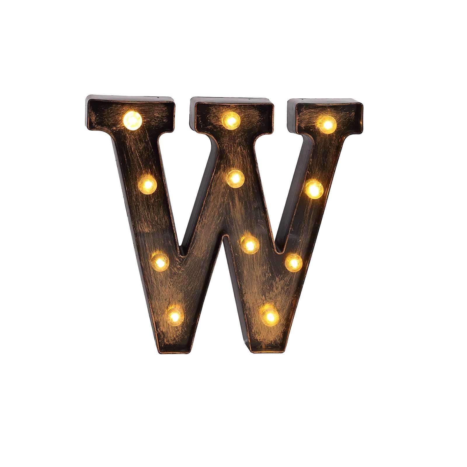 LED Marquee Letter W Industrial Style Antique Black - Light-Up Alphabet Sign for Weddings & Displays 9