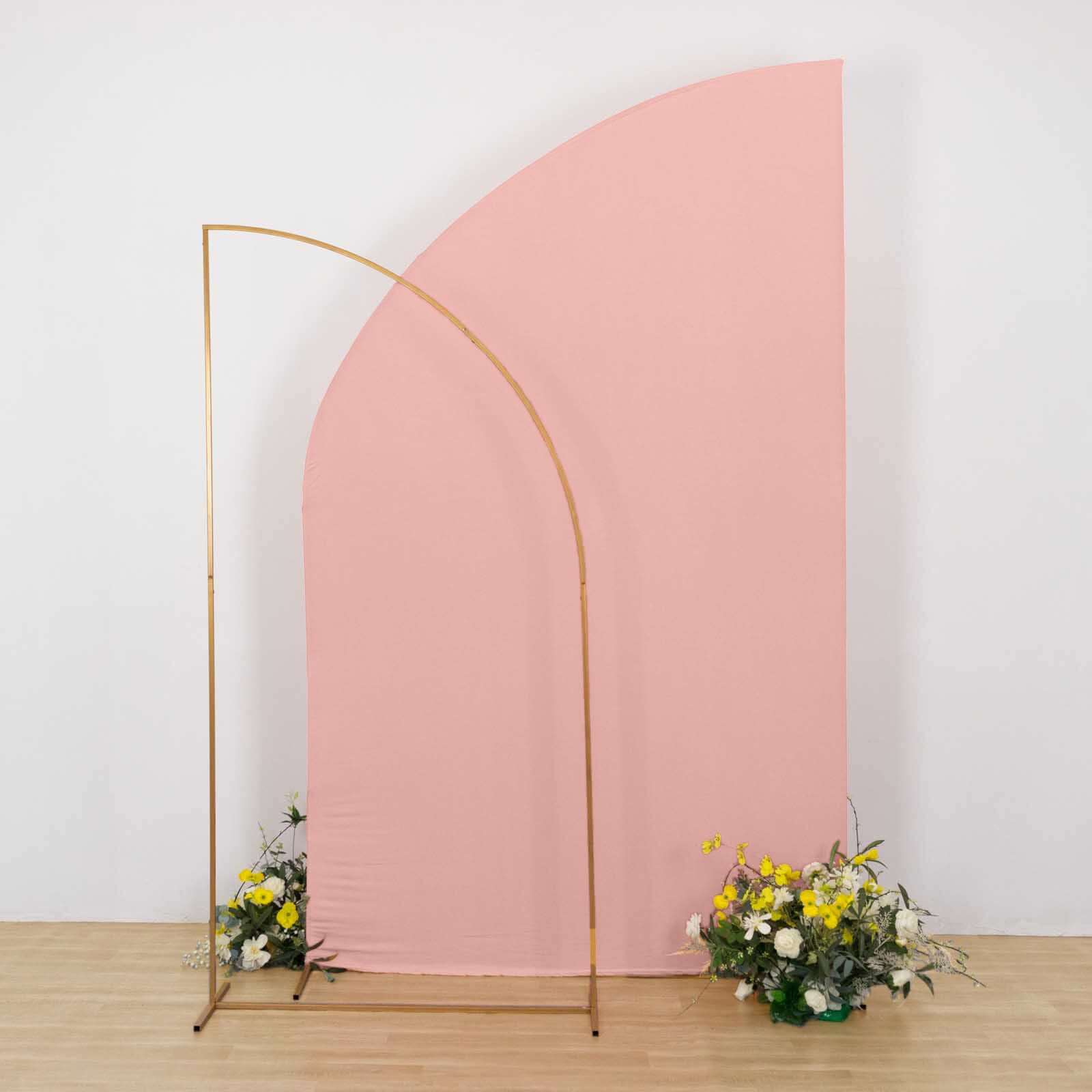 8ft Dusty Rose Spandex Fitted Wedding Arch Cover For Half Moon Top Chiara Backdrop Stand