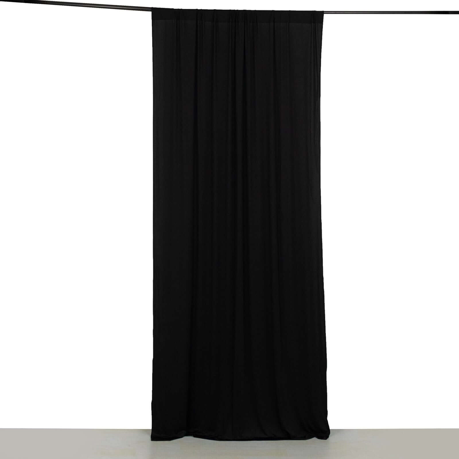 Black 4-Way Stretch Spandex Event Curtain Drapes, Wrinkle Free Backdrop Event Panel with Rod Pockets - 5ftx10ft