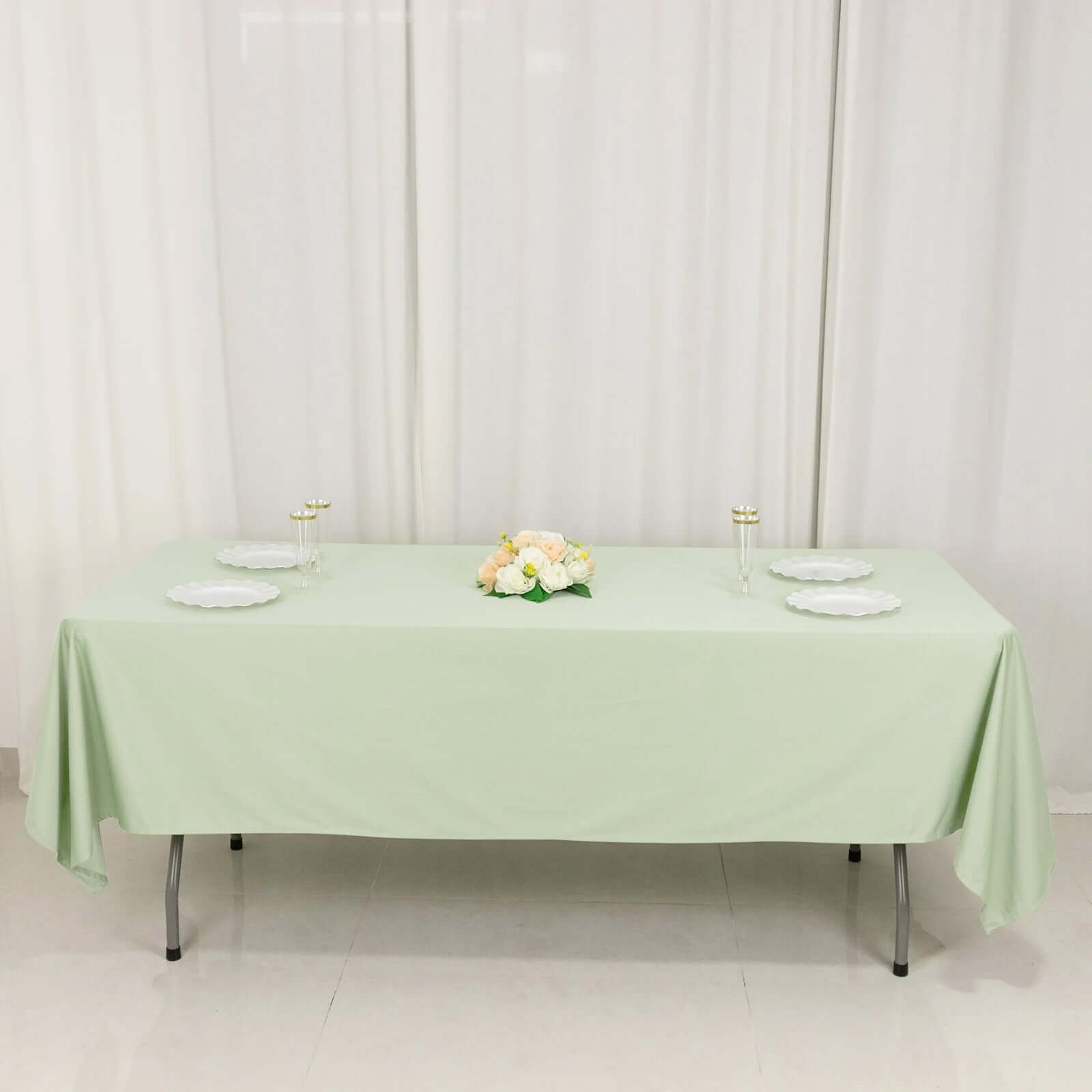 Premium Scuba Rectangular 60x102 Tablecloth Sage Green - Wrinkle Free & Stain Resistant Table Cover