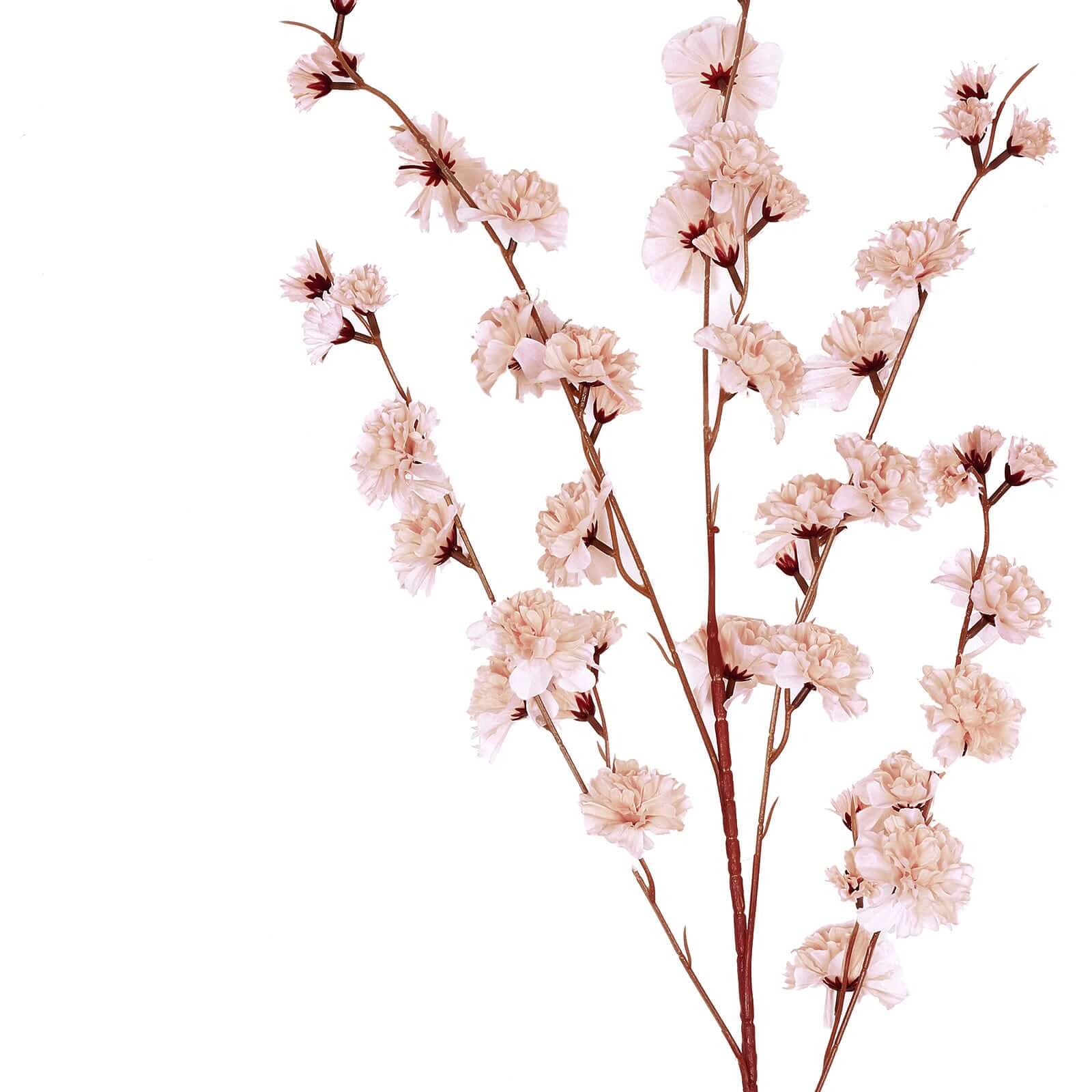 2 Branches 42 Tall Blush Artificial Silk Carnation Flower Stems