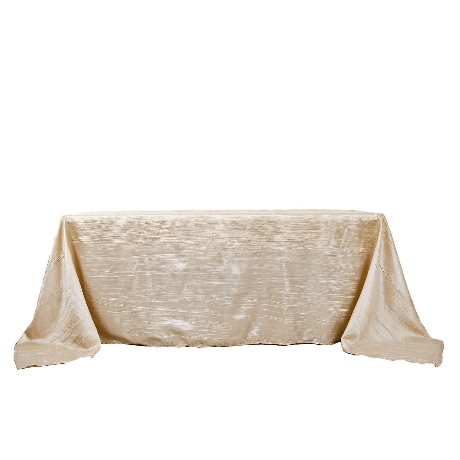 Taffeta 90x132 Rectangle Tablecloth Beige - Seamless Accordion Crinkle Table Cover