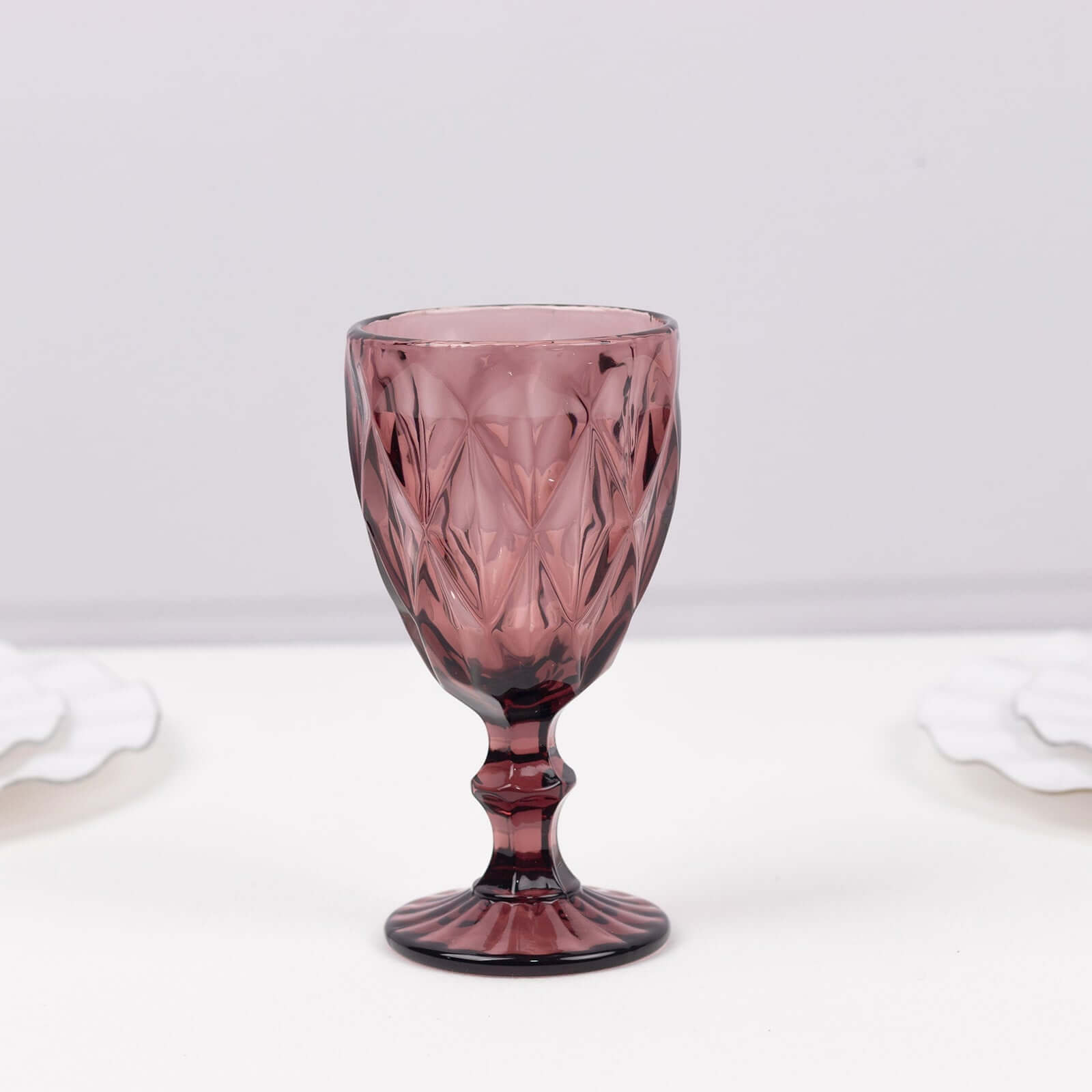 6-Pack Wine Glasses Dusty Rose Embossed Crystal Cut Design Stemmed - Colored Goblets for Parties & Events 12oz 7