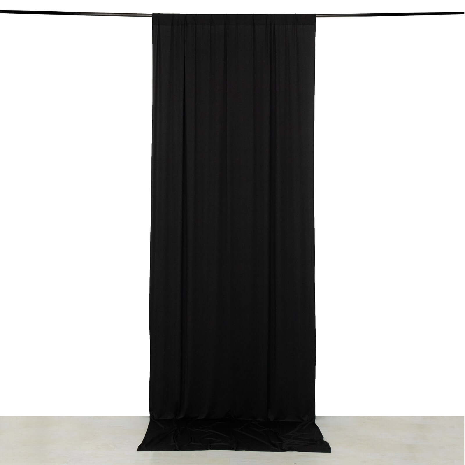 Black 4-Way Stretch Spandex Event Curtain Drapes, Wrinkle Free Backdrop Event Panel with Rod Pockets - 5ftx12ft