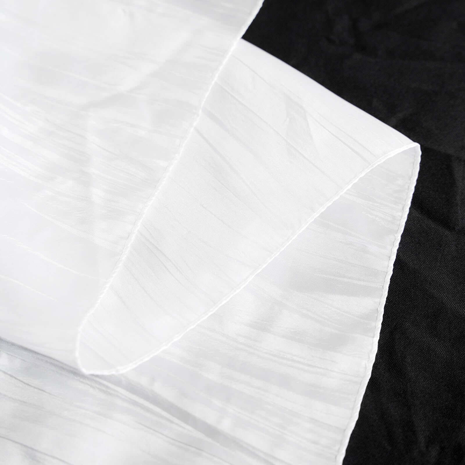 Taffeta 90x156 Rectangle Tablecloth White - Seamless Accordion Crinkle Design for Stylish Celebrations