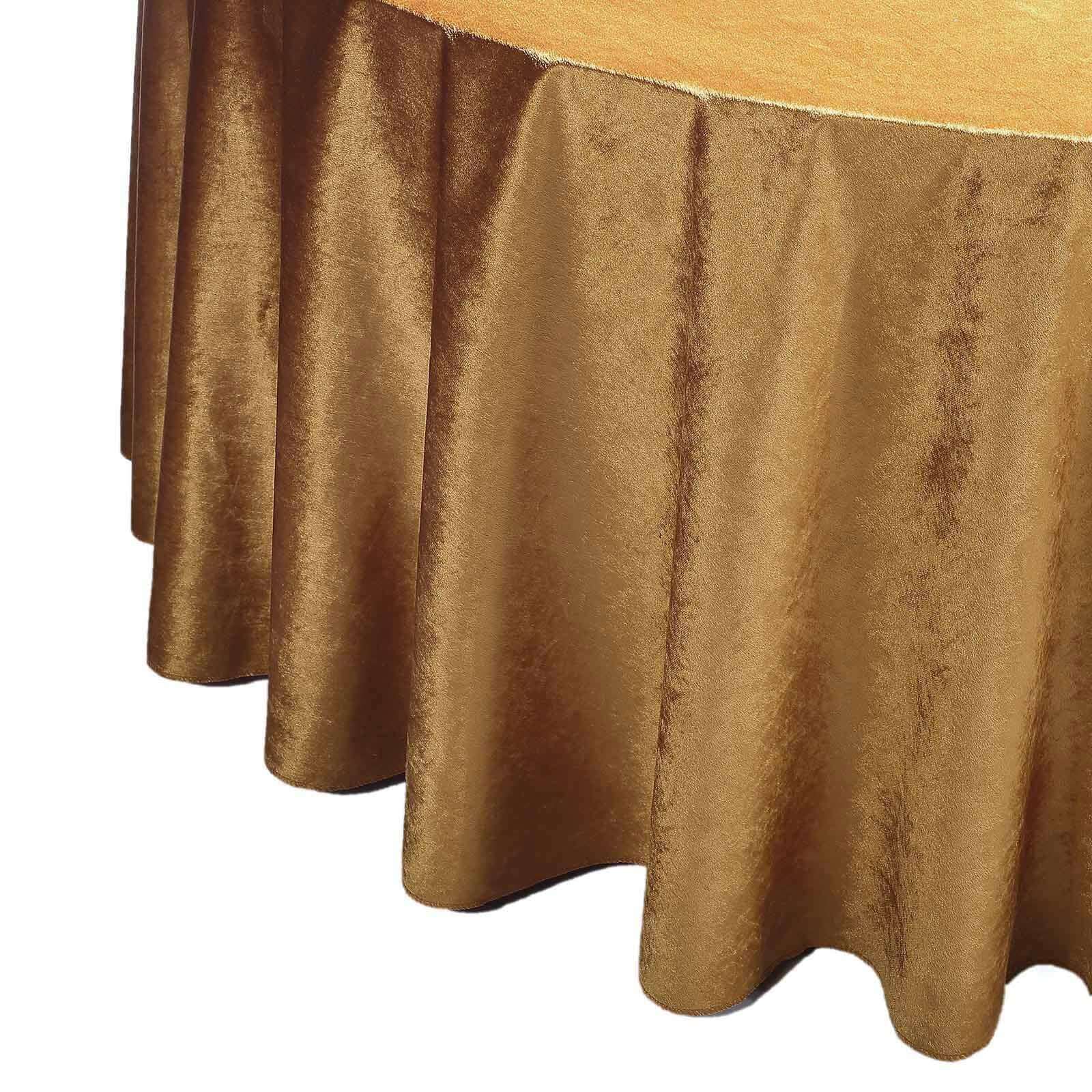 Premium Velvet 120 Round Tablecloth Gold - Reusable Soft & Seamless Table Cover for Upscale Events