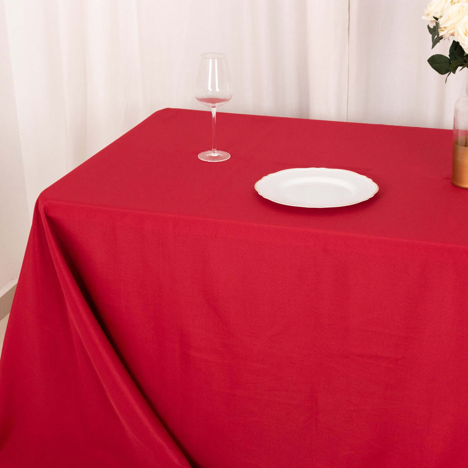 Polyester 90x132 Rectangle Tablecloth Wine - Seamless Wrinkle-Resistant Table Cover