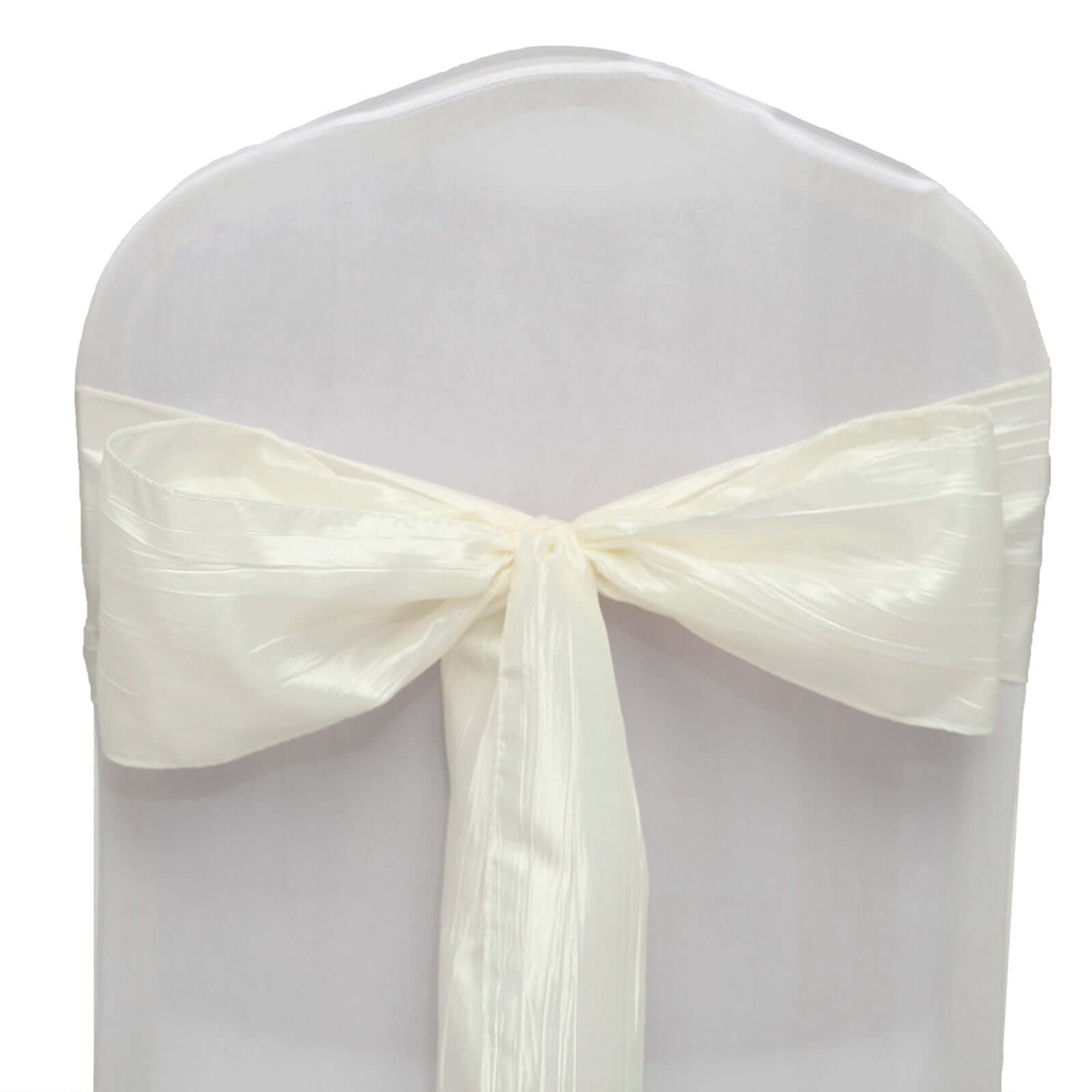 5 Pack Taffeta 6x106 Chair Sashes Ivory Accordion Crinkle Texture - Stylish Decor for Weddings & Gatherings