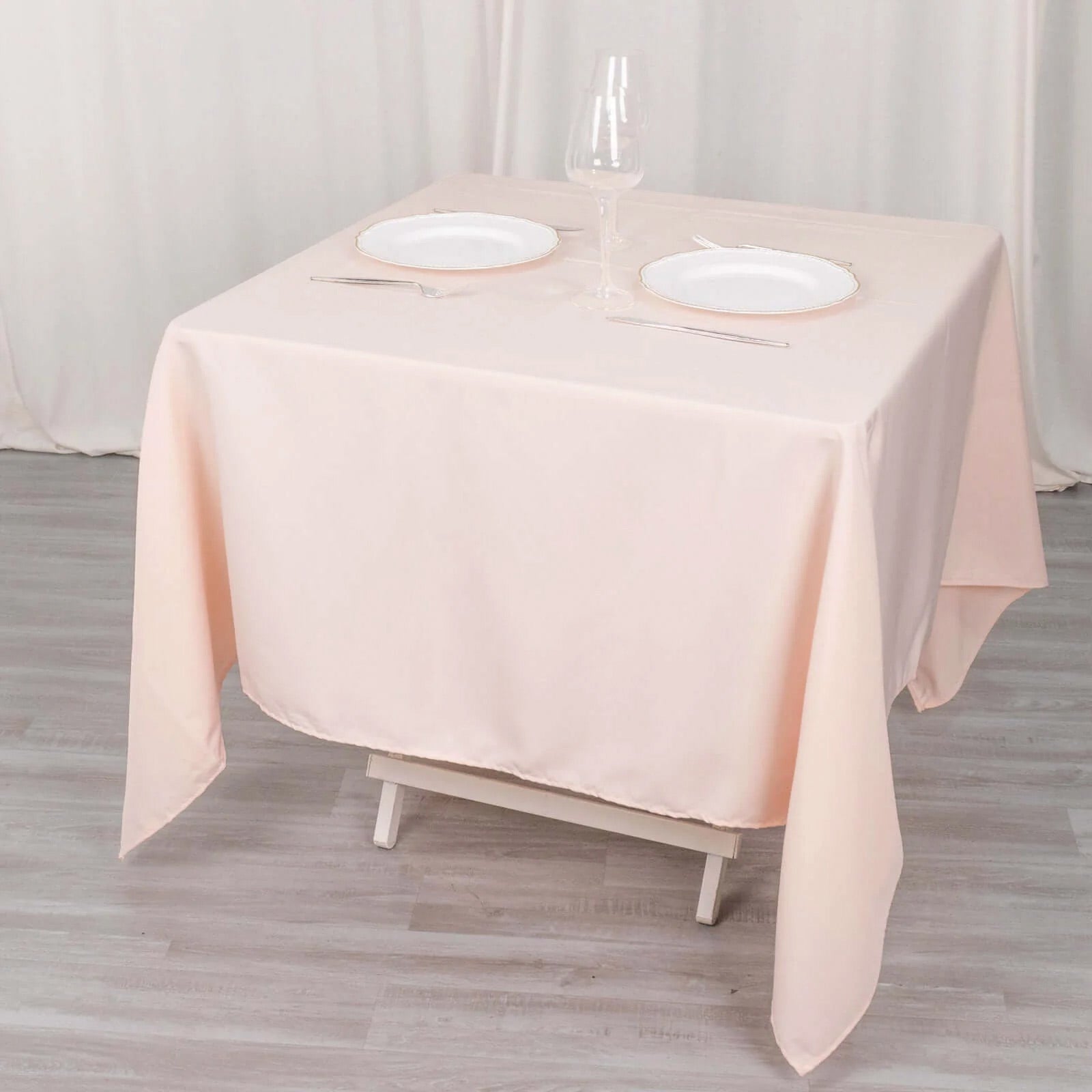 Premium Polyester Square Tablecloth 70x70 Blush 220GSM Wrinkle-Resistant Table Cover