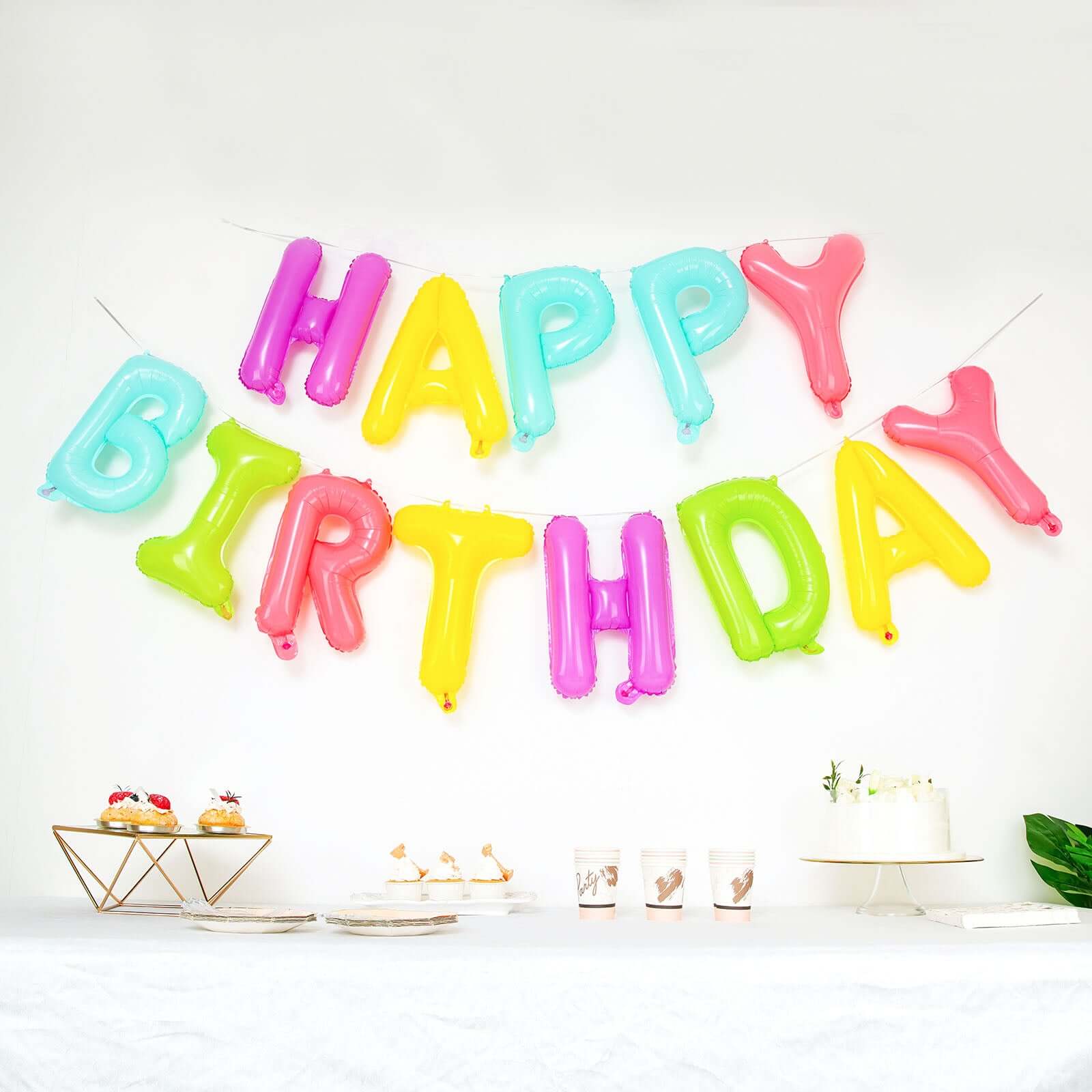 13 Ready-To-Use Colorful Happy Birthday Mylar Foil Balloon Banner