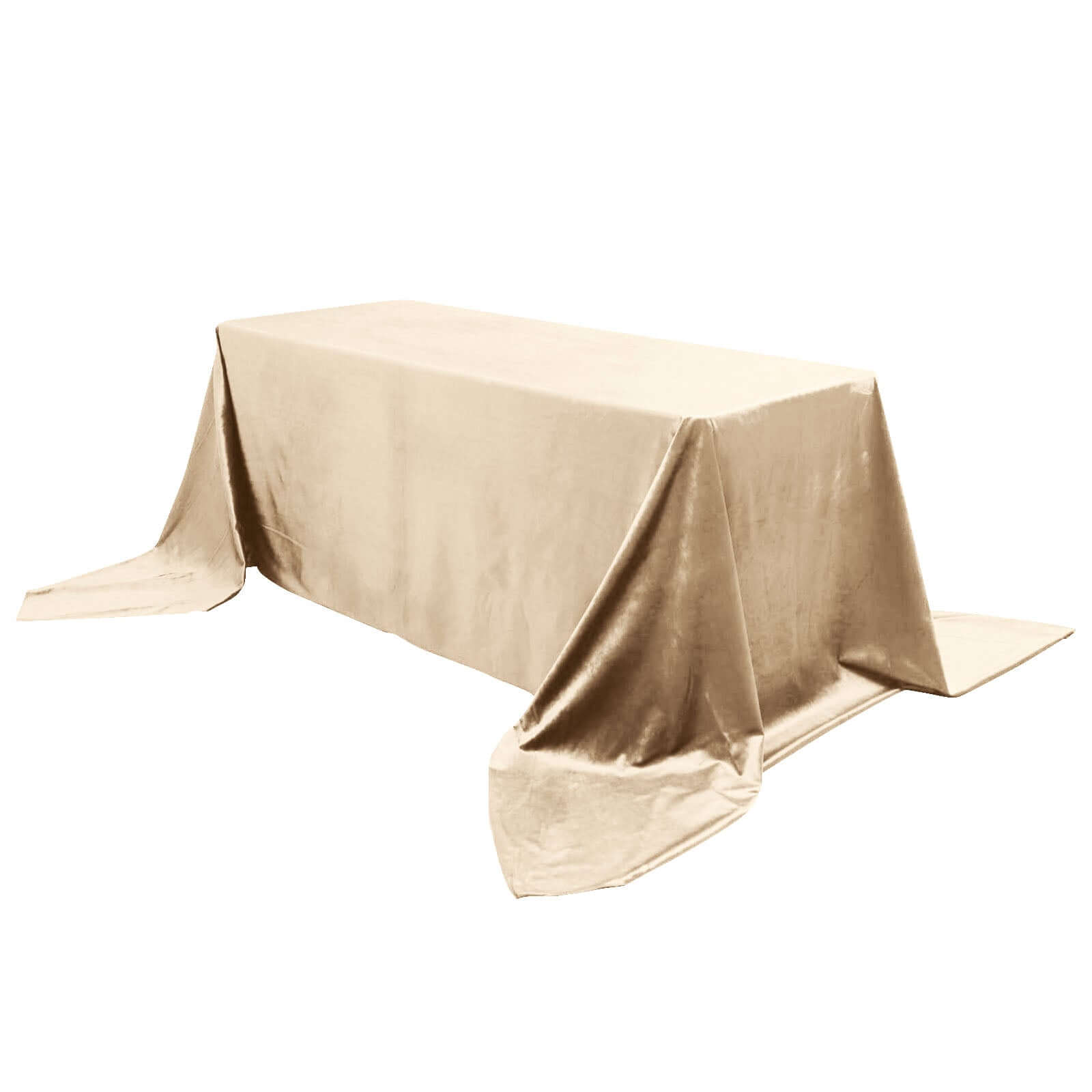 Premium Velvet 90x156 Rectangle Tablecloth Champagne - Reusable Soft & Seamless Table Cover