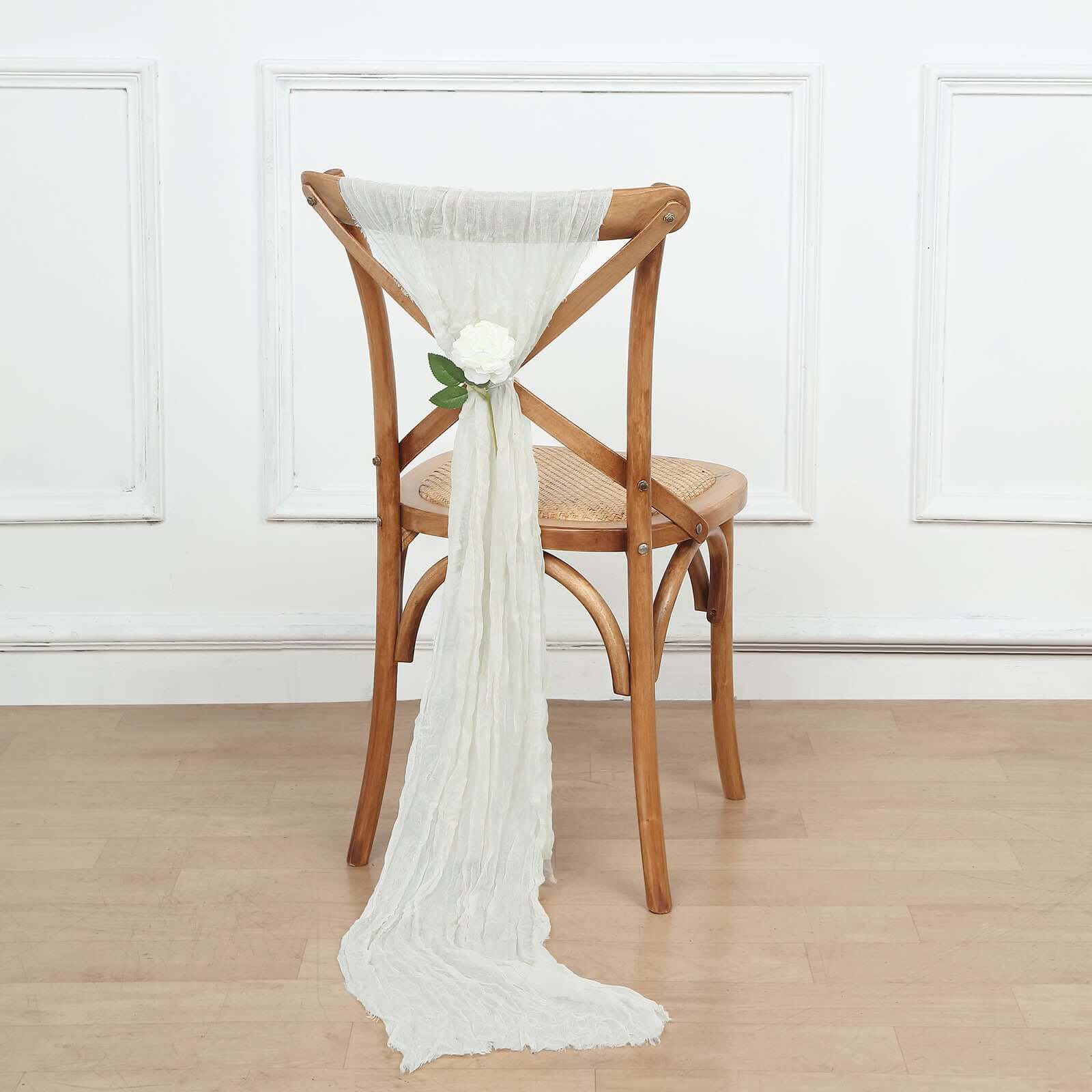 5 Pack Cheesecloth Gauze 16x88 Chair Sashes Ivory - Stylish Boho Decor for Weddings & Gatherings