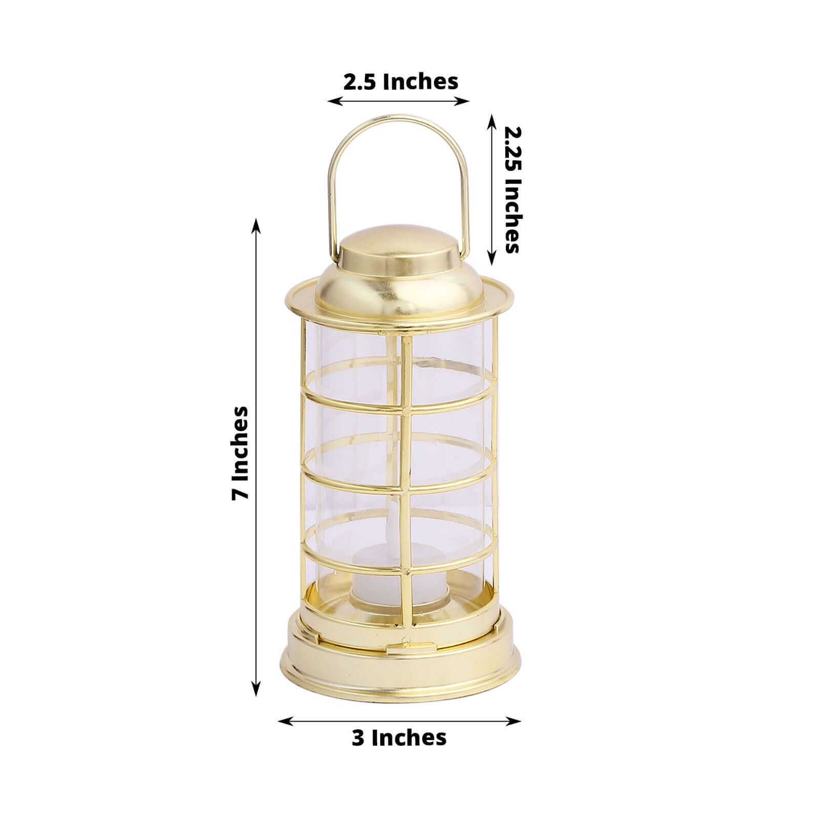 3-Pack LED Tealight Candles Decorative Gold - Battery Operated Mini Lantern Lamps 7