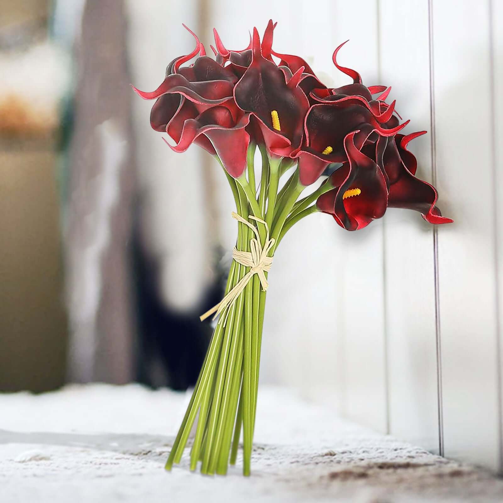 20 Stems 14 Burgundy Artificial Poly Foam Calla Lily Flowers