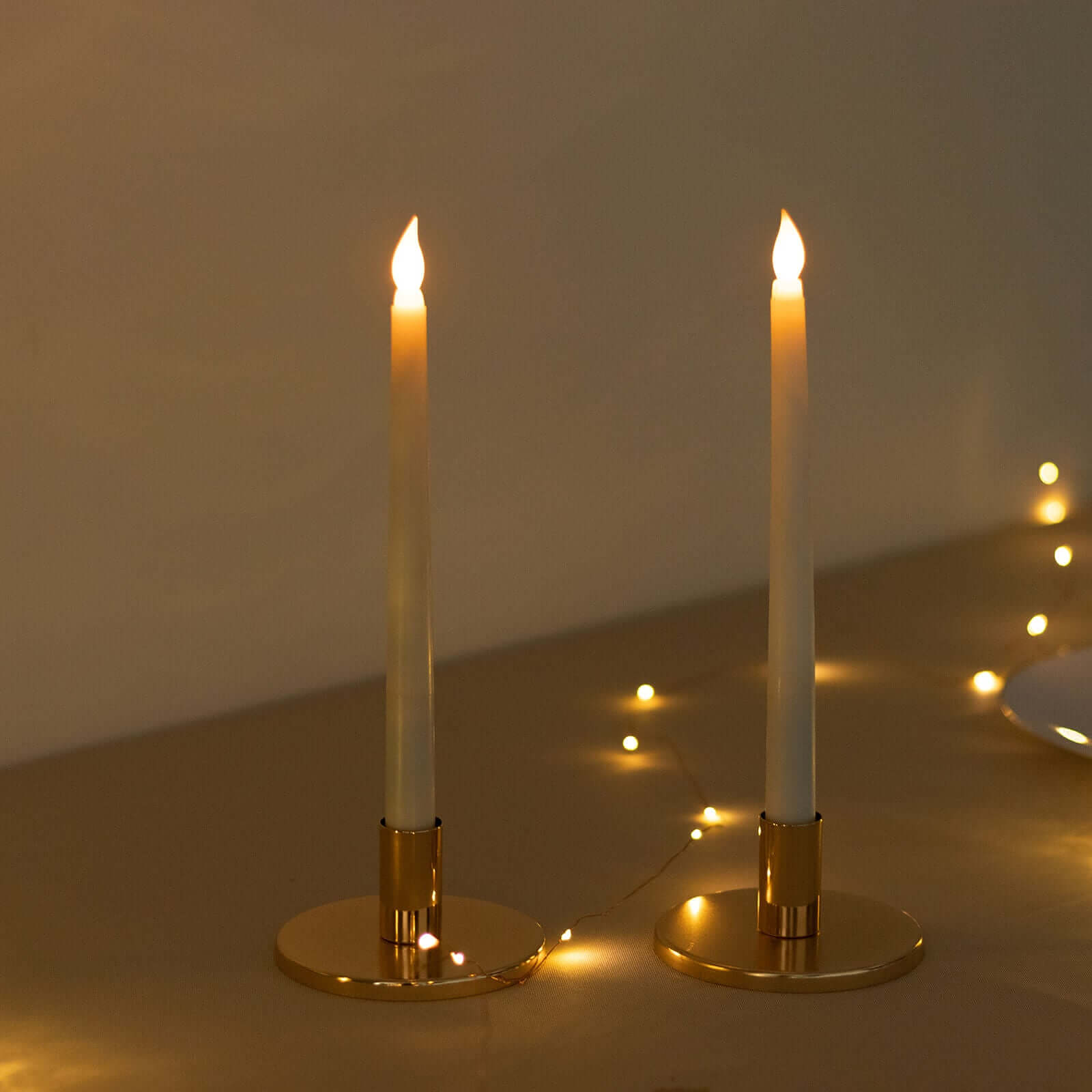 2-Pack Metal Taper Candle Holders Short Vintage Retro Style Gold with Round Disc Base - Decorative Candle Sticks 4x2