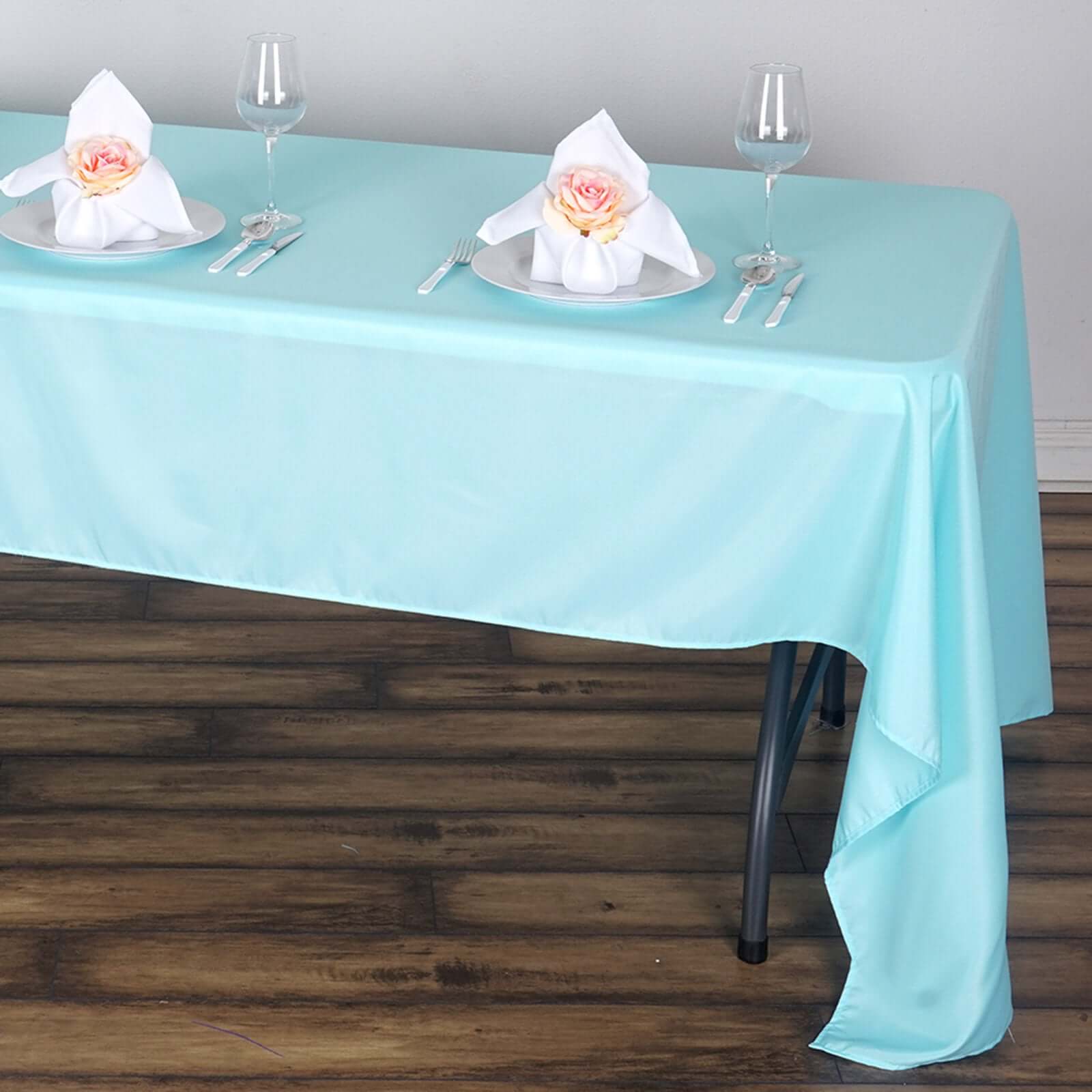 Polyester 60x126 Rectangle Tablecloth Light Blue - Wrinkle-Resistant Table Cover