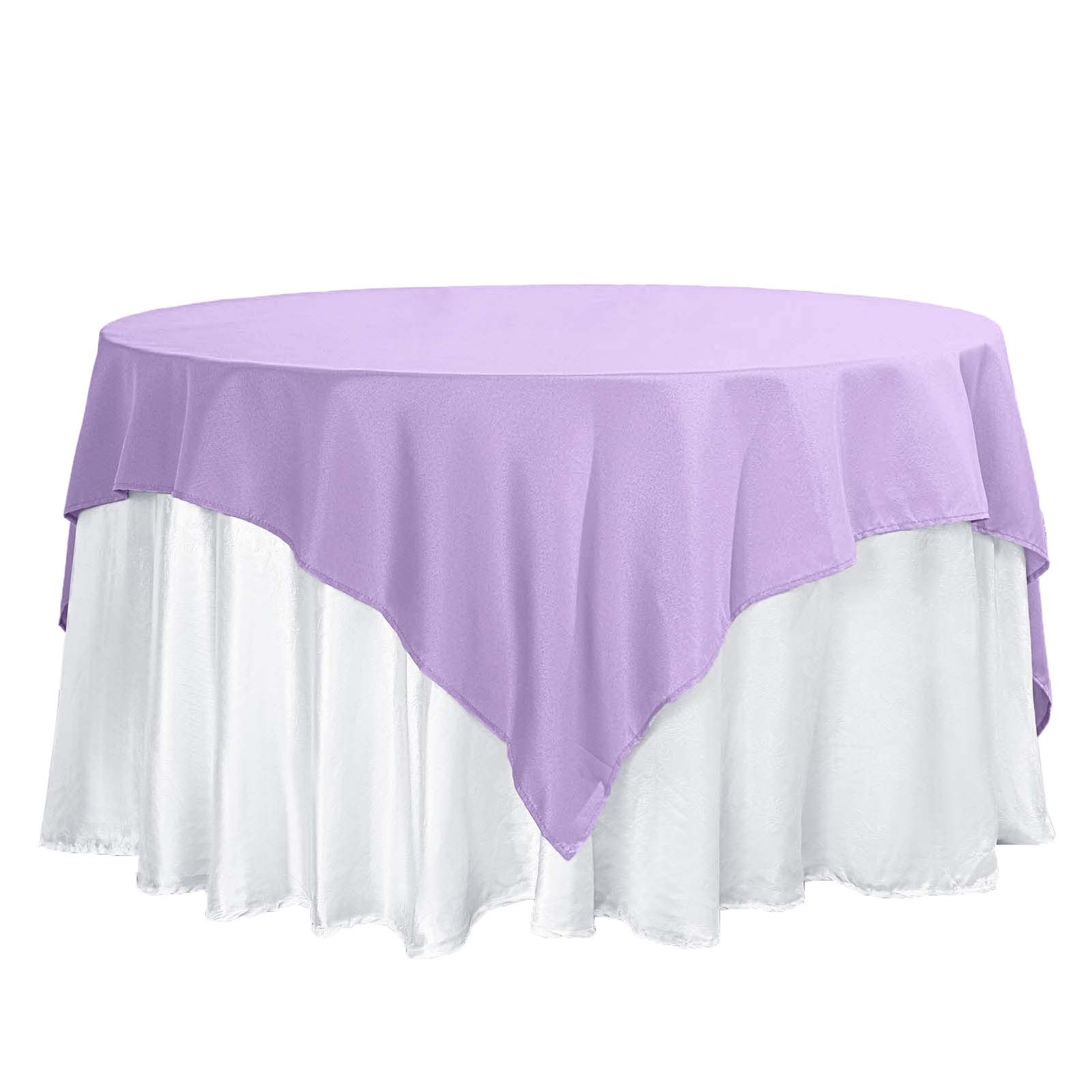 Polyester 70x70 Table Overlay Square Tablecloth Lavender Lilac - Wrinkle-Resistant & Durable Table Cover