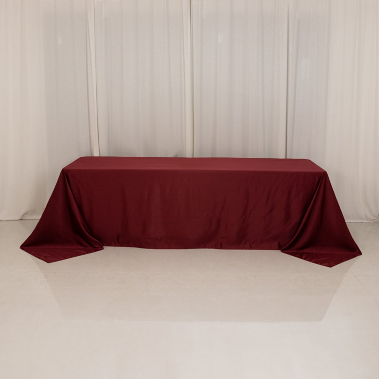 Lamour Satin 90x156 Rectangle Tablecloth Burgundy - Luxurious, Soft Seamless Table Cover