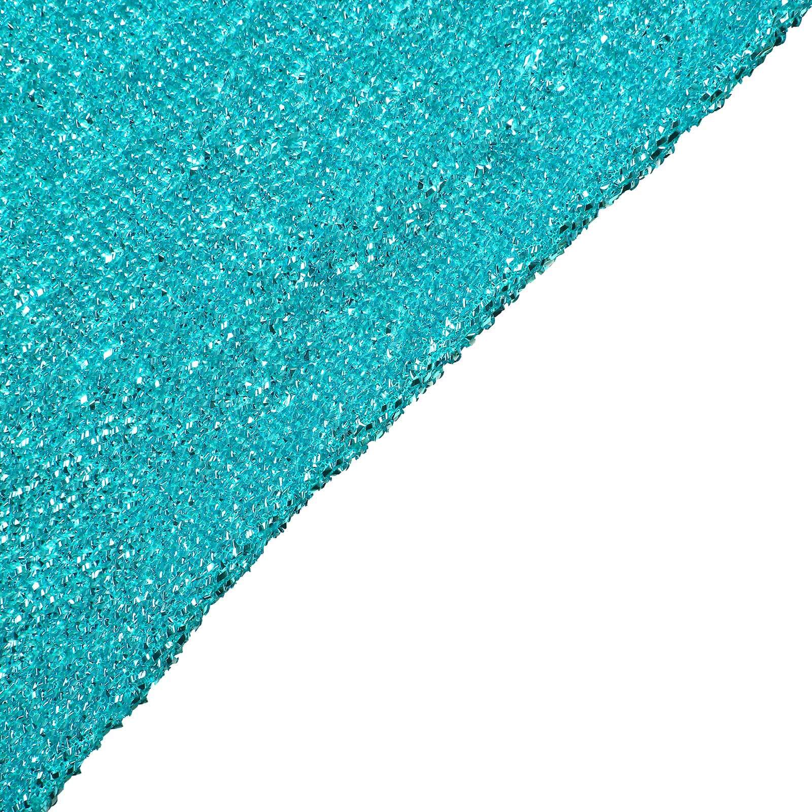 7.5ft Turquoise Metallic Shimmer Tinsel Spandex Round Wedding Arch Cover, 2-Sided Photo Backdrop