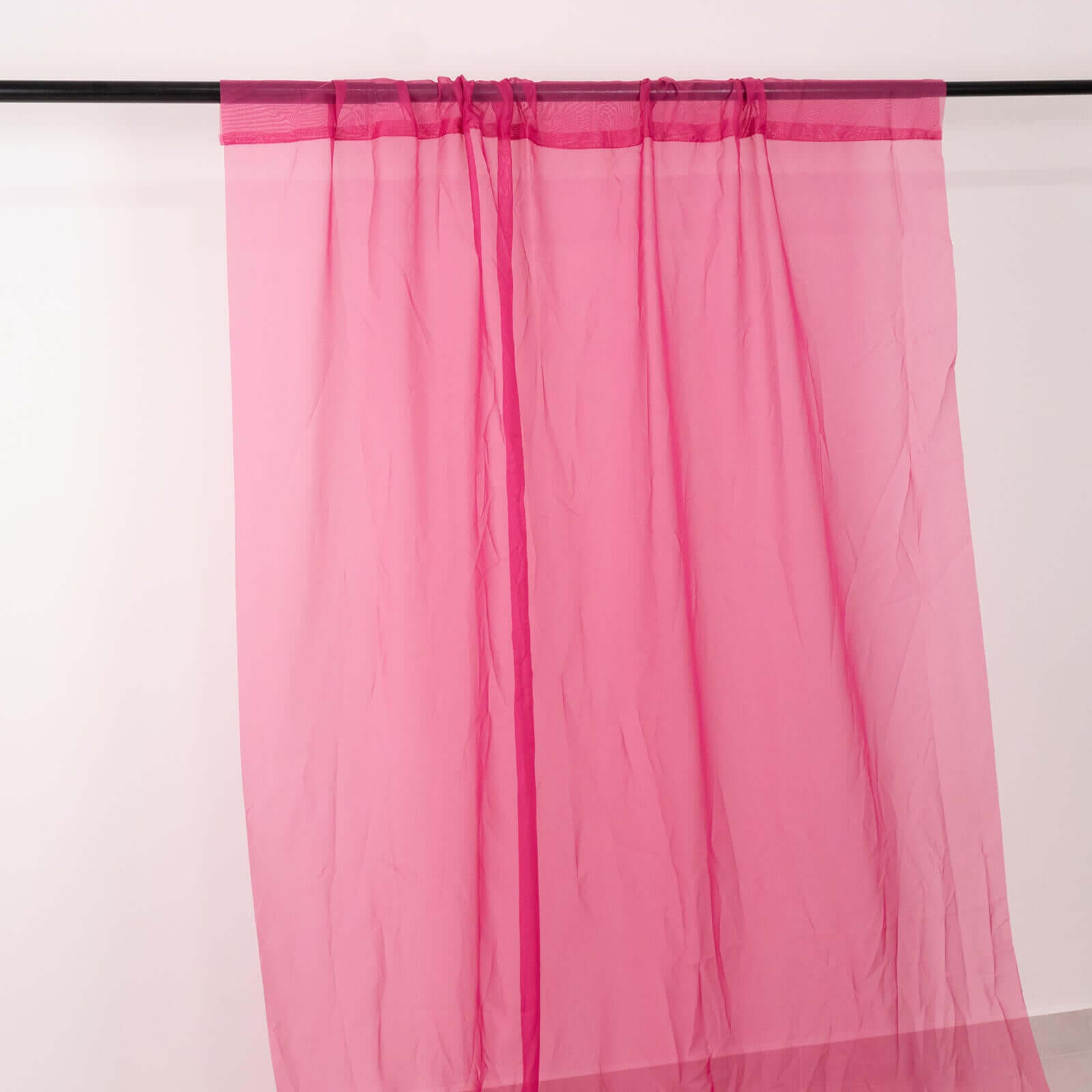 5ftx32ft Premium Fuchsia Chiffon Curtain Panel, Durable Flame Resistant Backdrop Ceiling Drapery With Rod Pocket