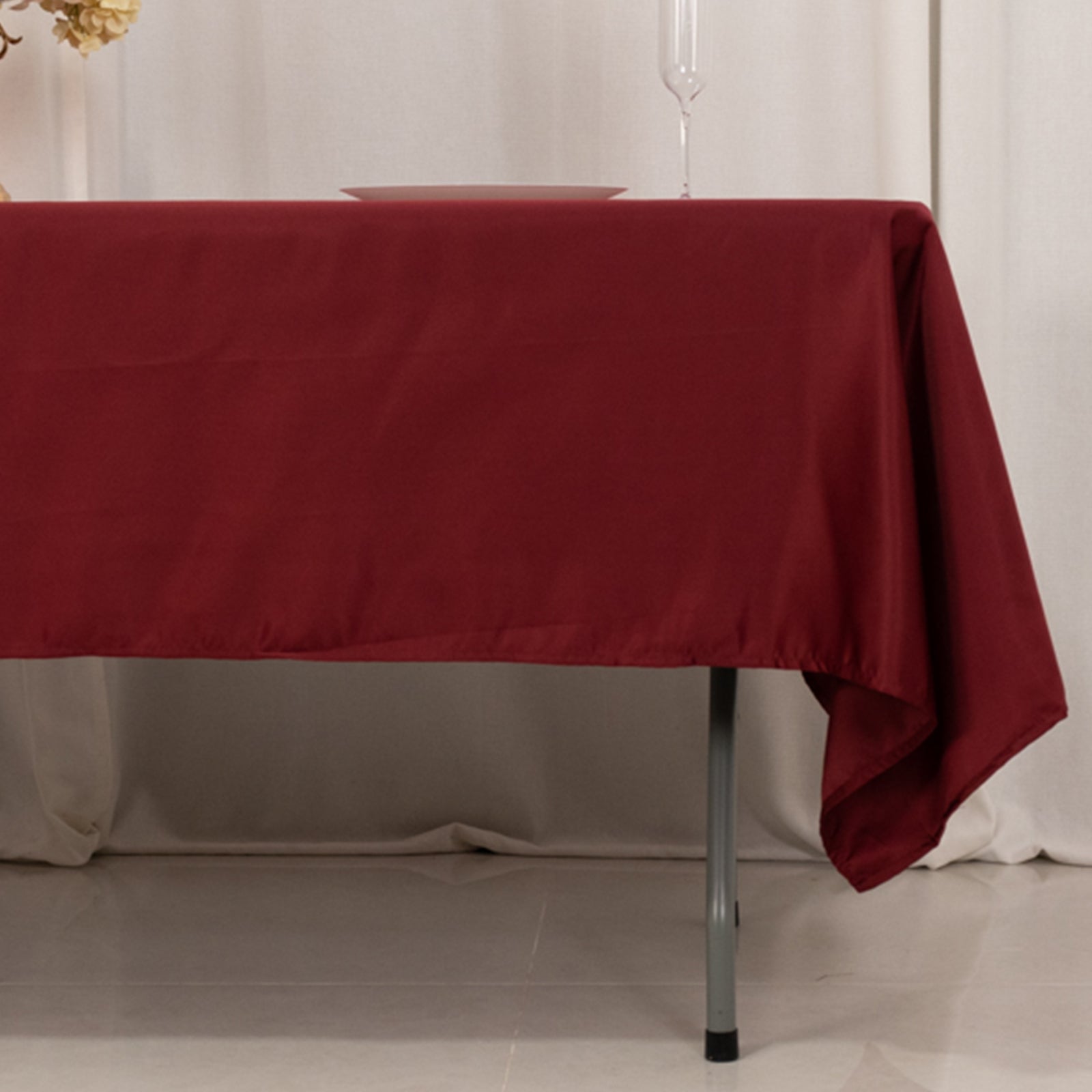 Lamour Satin 60x102 Rectangle Tablecloth Burgundy - Durable & Silky Soft Feel Table Cover