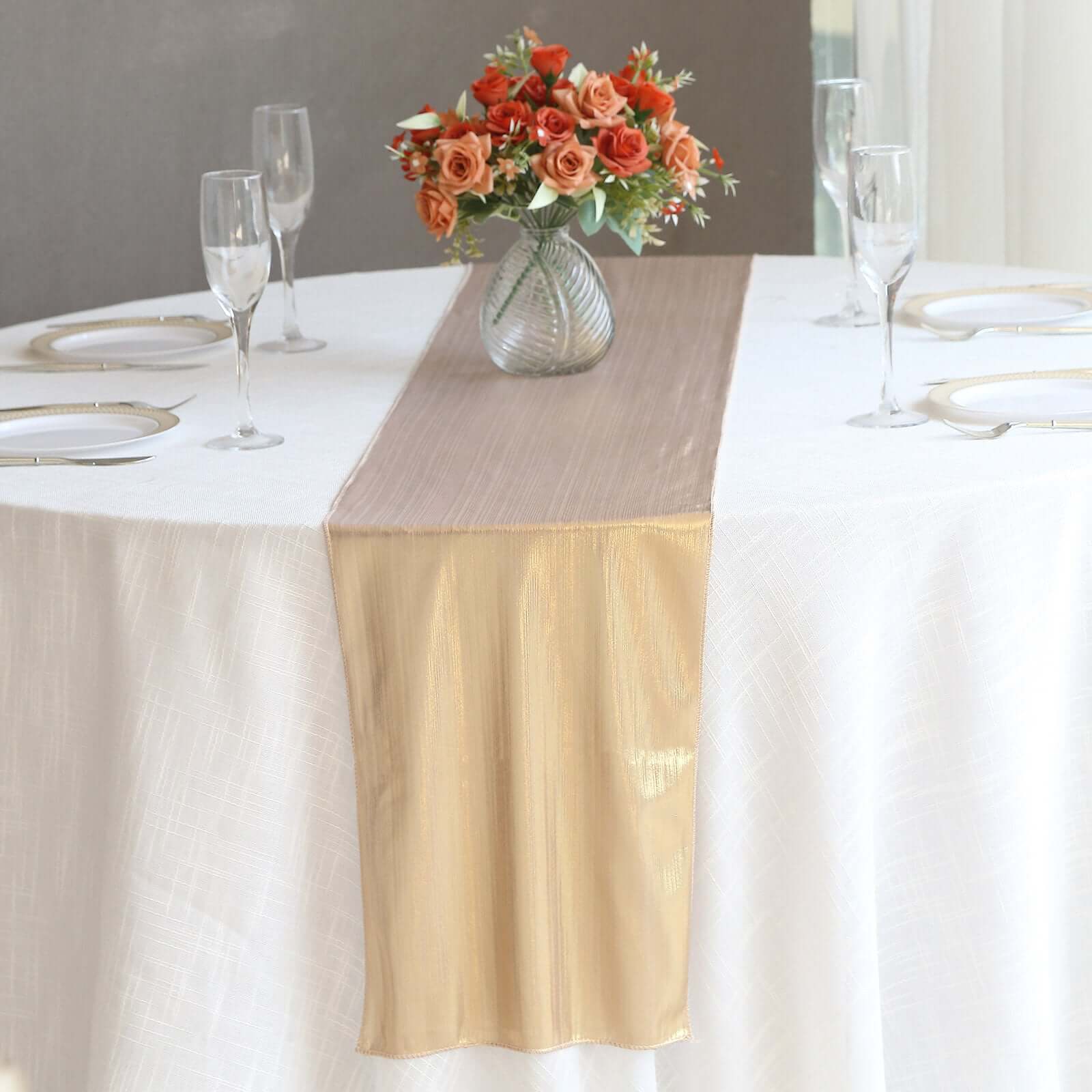 Polyester 12x108 Table Runner Blush Shimmer Sequin Dots - Wrinkle-Free Finish Table Linen