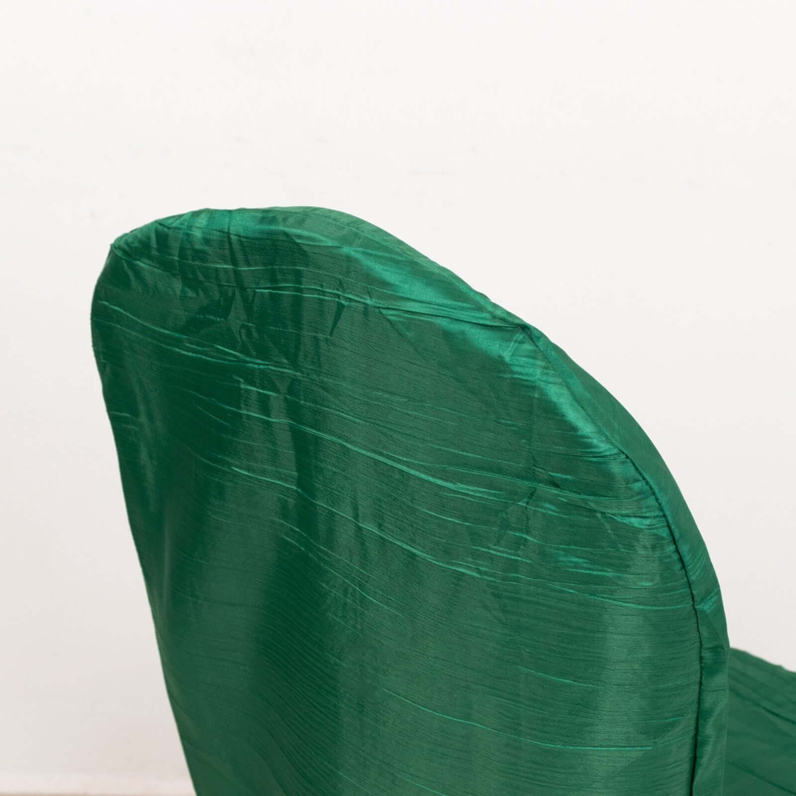 Crinkle Crushed Taffeta Chair Cover for Banquet Chairs Hunter Emerald Green - Reusable Slipcover