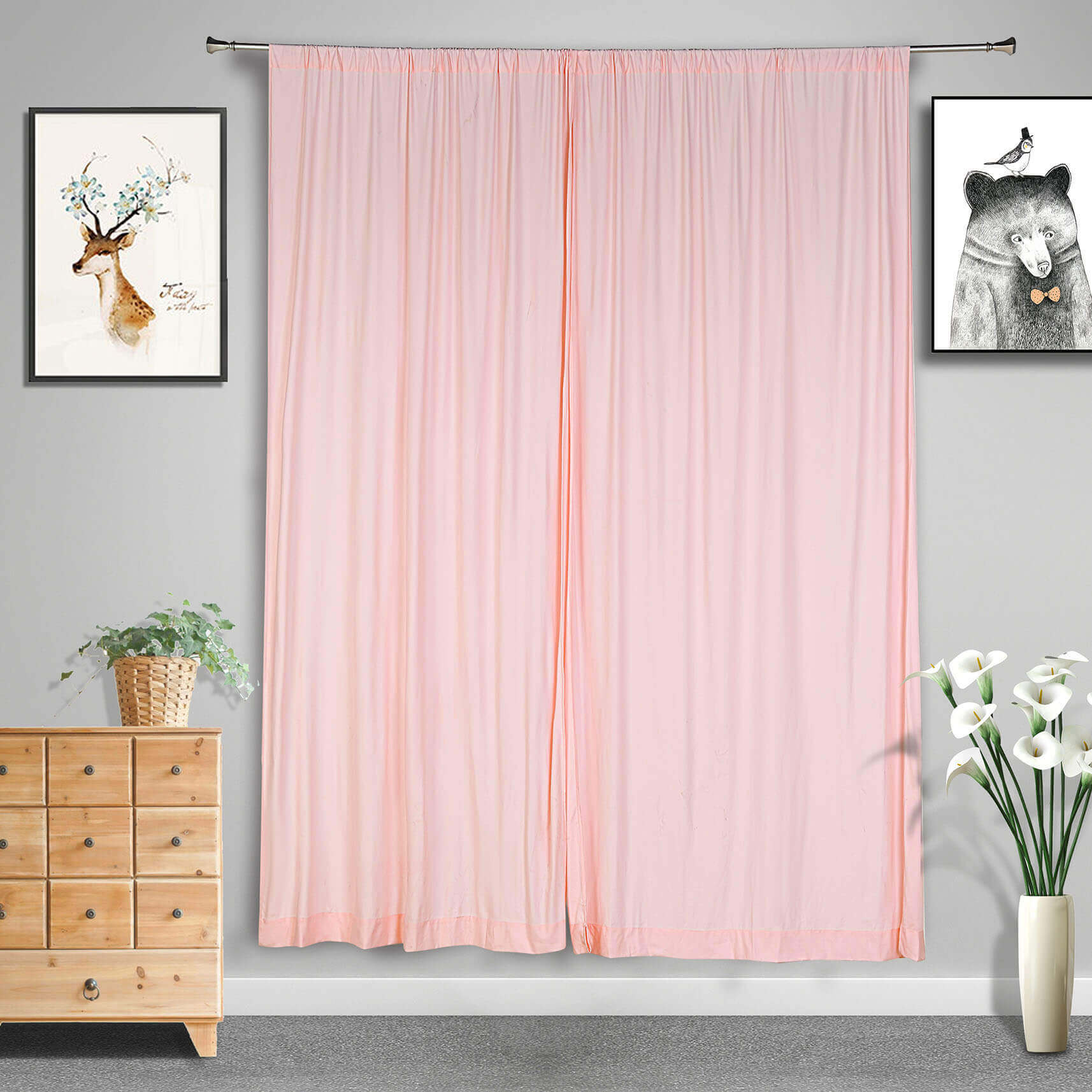 2 Pack Blush Scuba Polyester Event Curtain Drapes, Durable Flame Resistant Backdrop Event Panels Wrinkle Free with Rod Pockets - 10ftx10ft