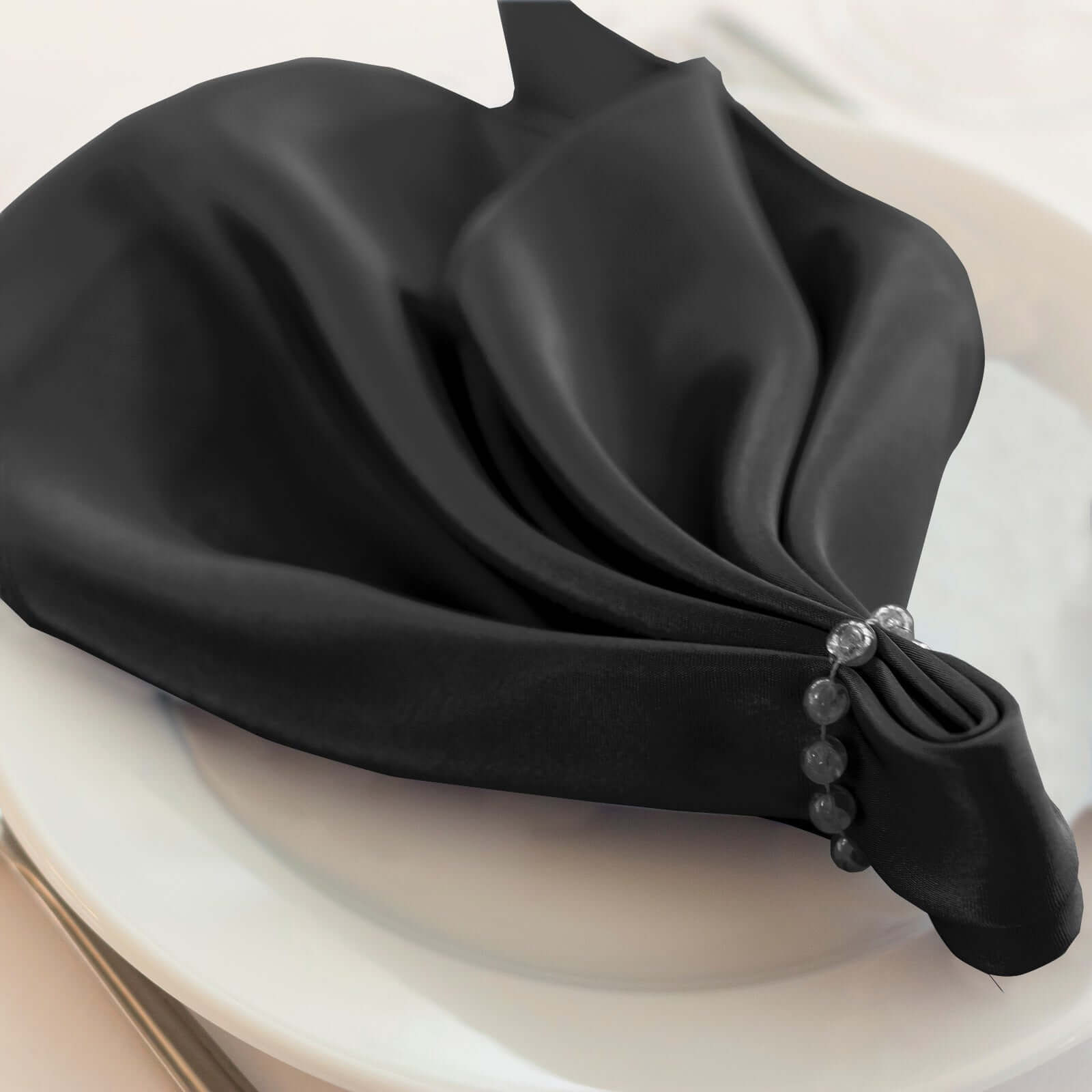 5 Pack Premium Scuba 20x20 Napkins Black - Durable & Reusable Dinner Napkins for a Polished Tablescape