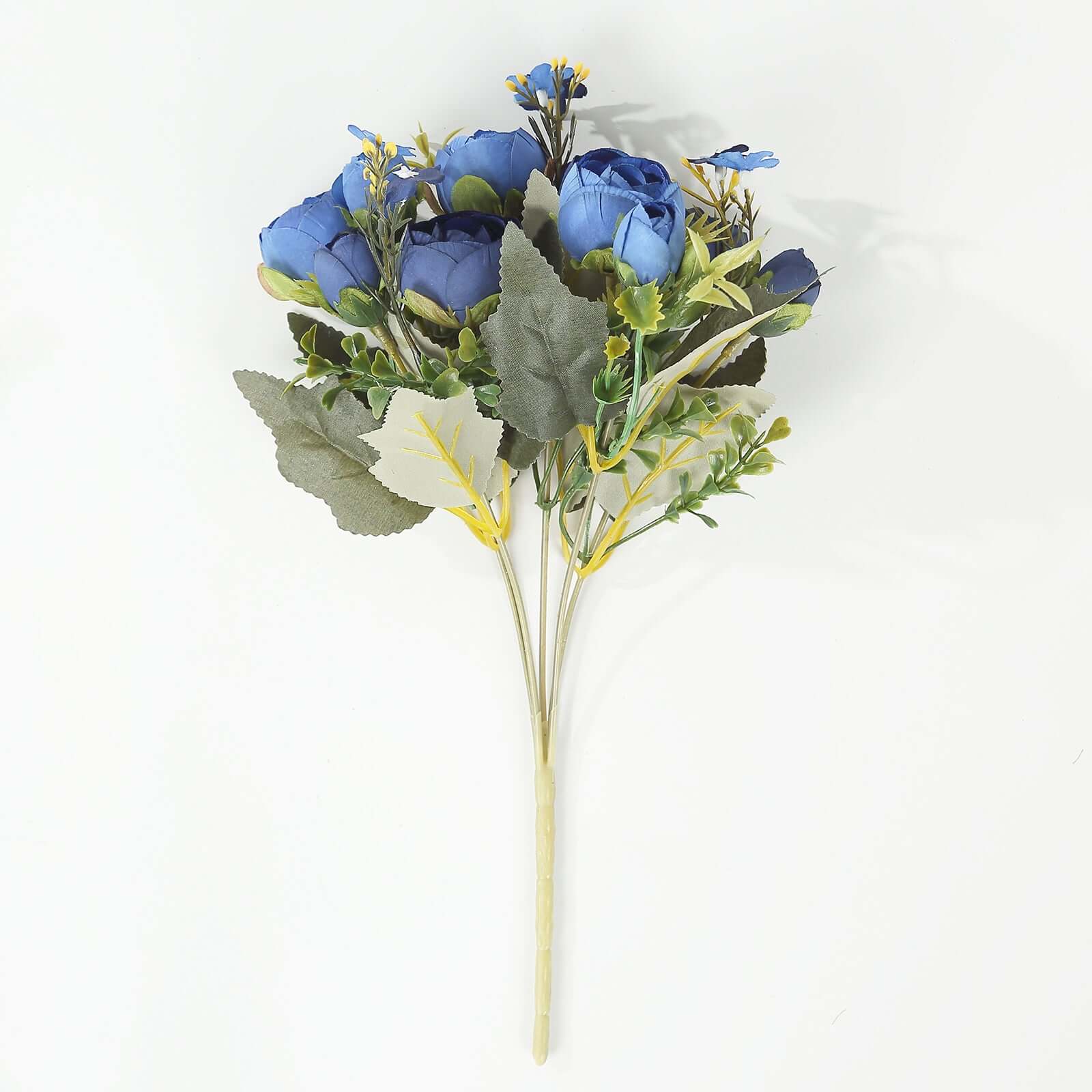 4 Pack 12 Artificial Navy Blue Ranunculus Silk Flower Bridal Bouquets, Faux Buttercup Floral Arrangement