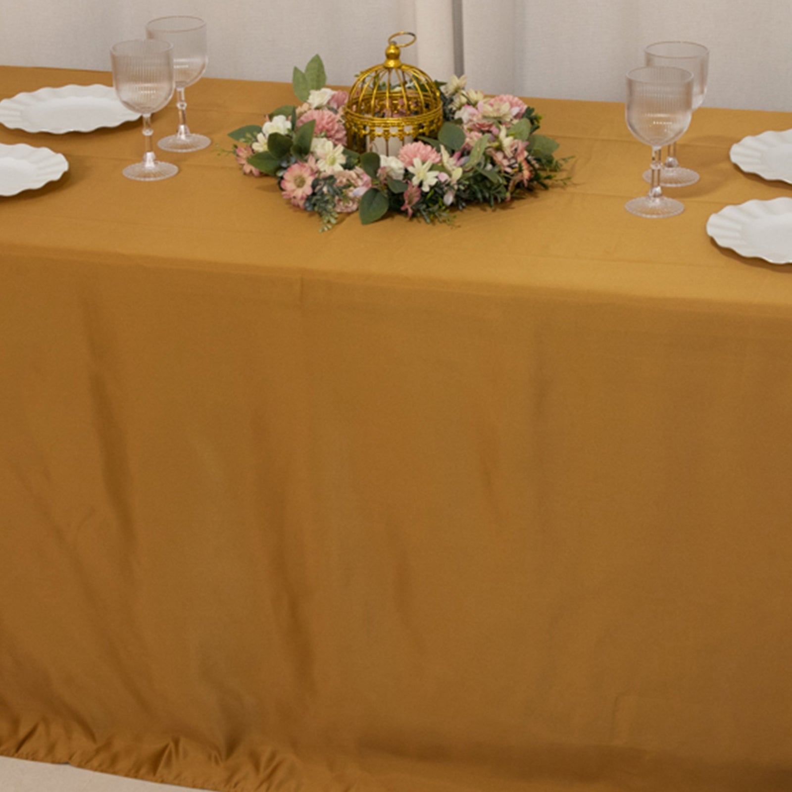 Lamour Satin 90x132 Rectangle Tablecloth Gold - Soft & Silk-Like Seamless Table Cover for Weddings & Parties