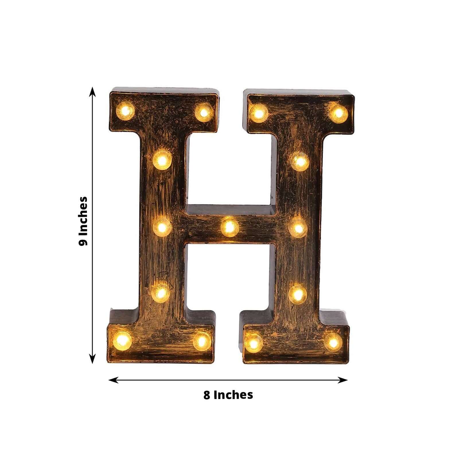 LED Marquee Letter H Industrial Style Antique Black - Light-Up Alphabet Sign for Weddings & Displays 9