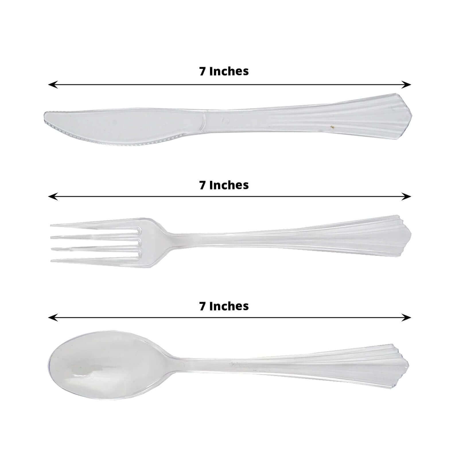 24-Pack Plastic Silverware Set with Fan Flared Tip Handle Clear - Heavy Duty Disposable Utensils 7