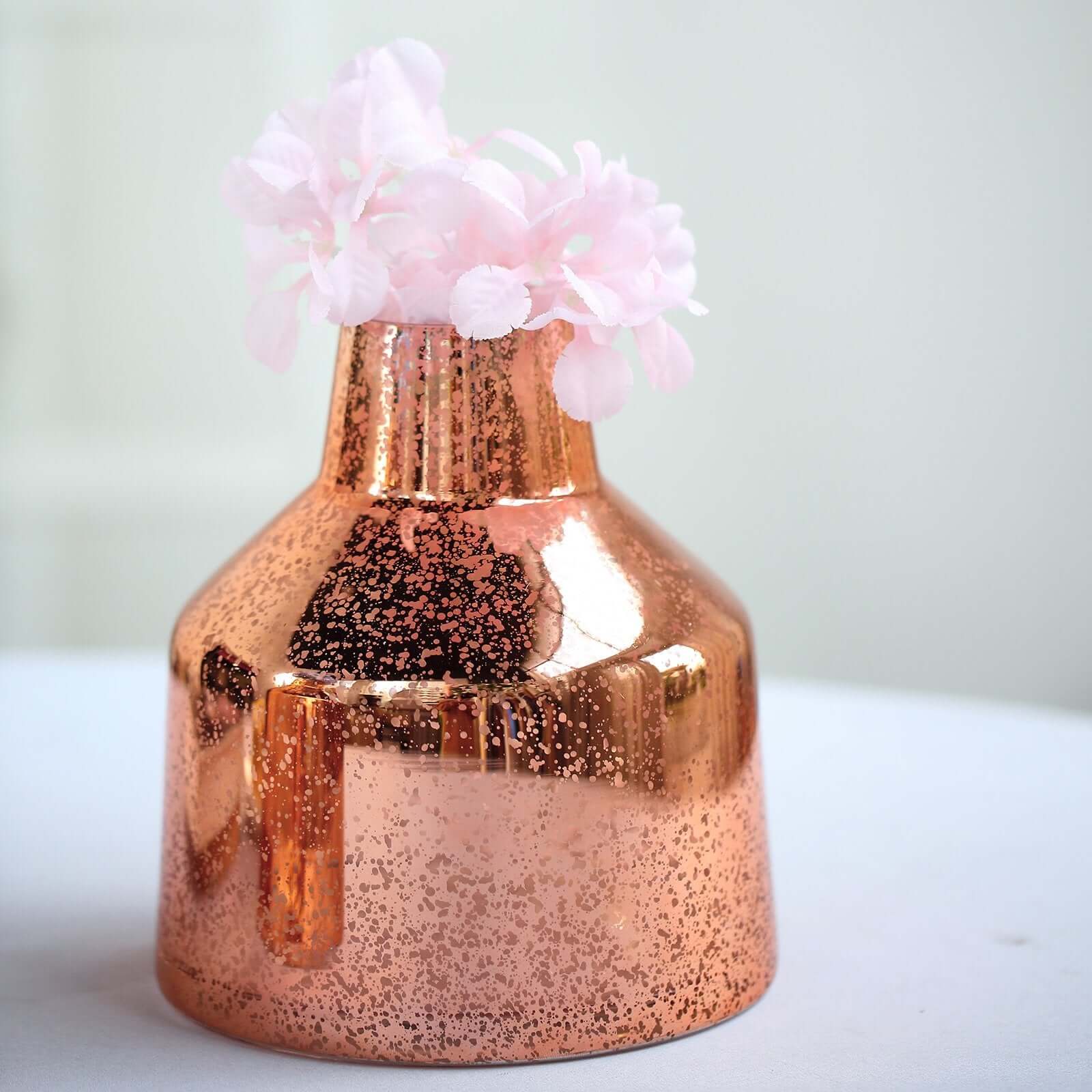 2-Pack Mercury Glass Vases Vessel Design Rose Gold - Stylish Flower Centerpieces for Events 8